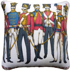 Retro Cushion "Dragoon Guards" Cotton Bark-Cloth, circa 1950 and 1960