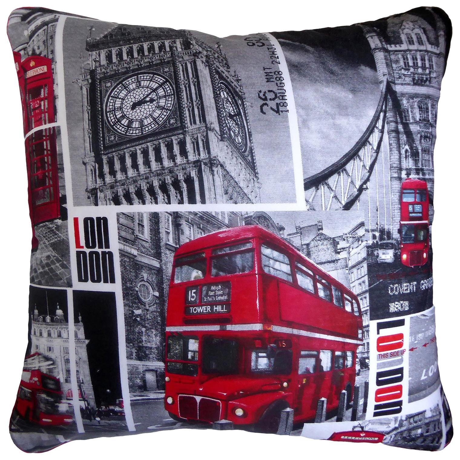 Vintage Cushion "London" Featuring the Iconic London Bus Pillow, Made in London