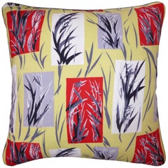 Vintage Cushions "Bamboo Leaves" 1950's Retro Pillow, Made in London