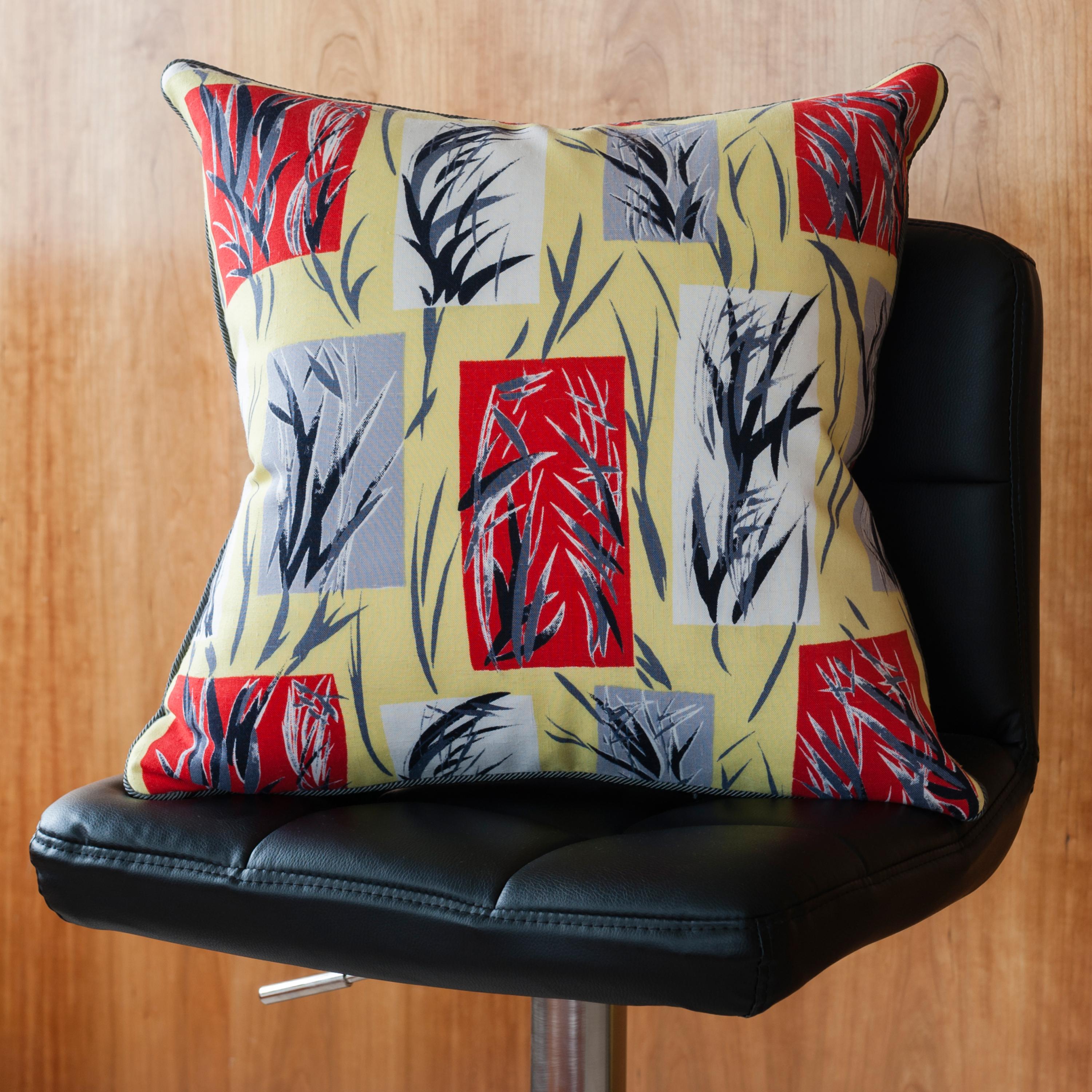 Hand-Crafted Vintage Cushions, Bespoke-Made Luxury Pillow, 'Bamboo Leaves', Made in UK