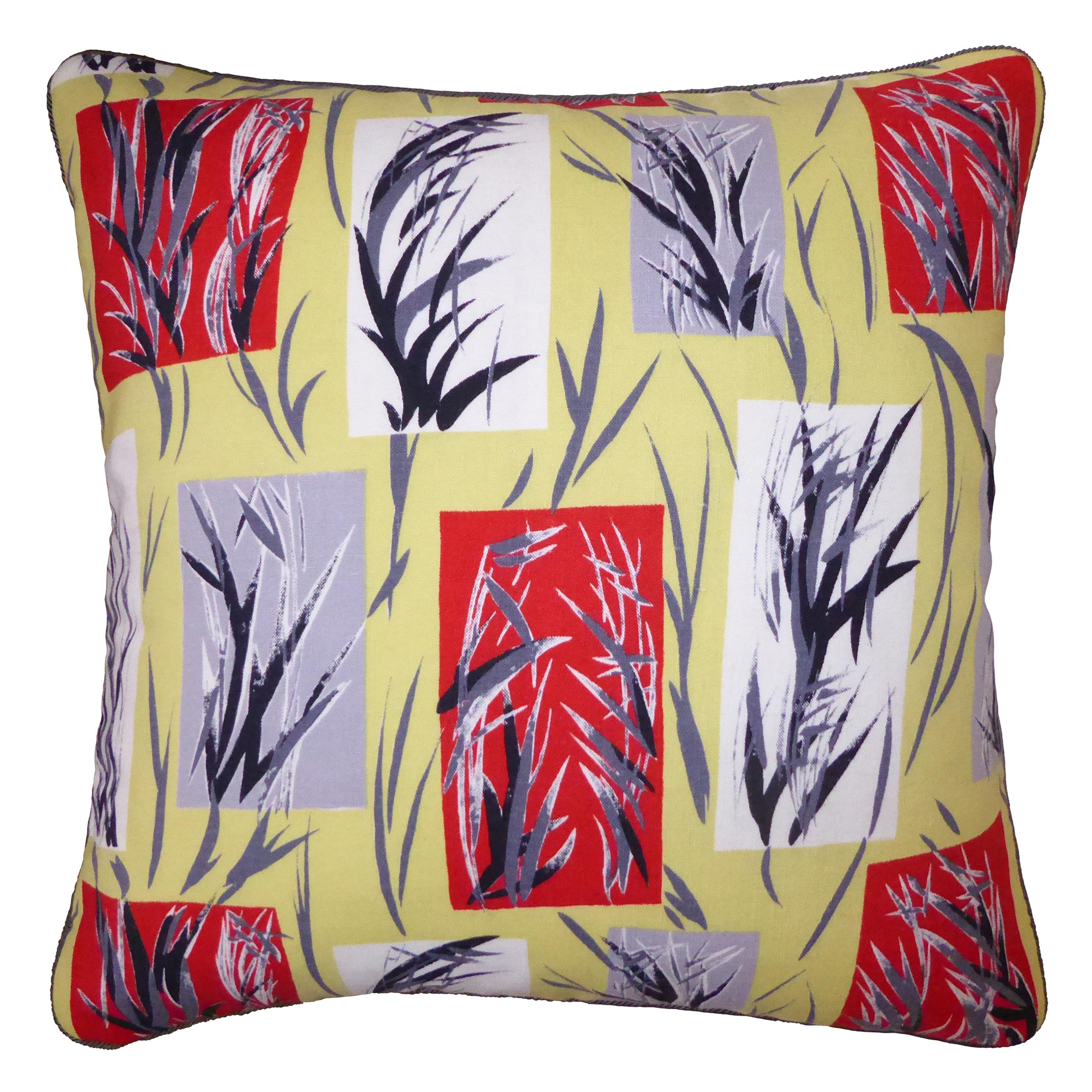 Vintage Cushions, Bespoke-Made Luxury Pillow, 'Bamboo Leaves', Made in UK