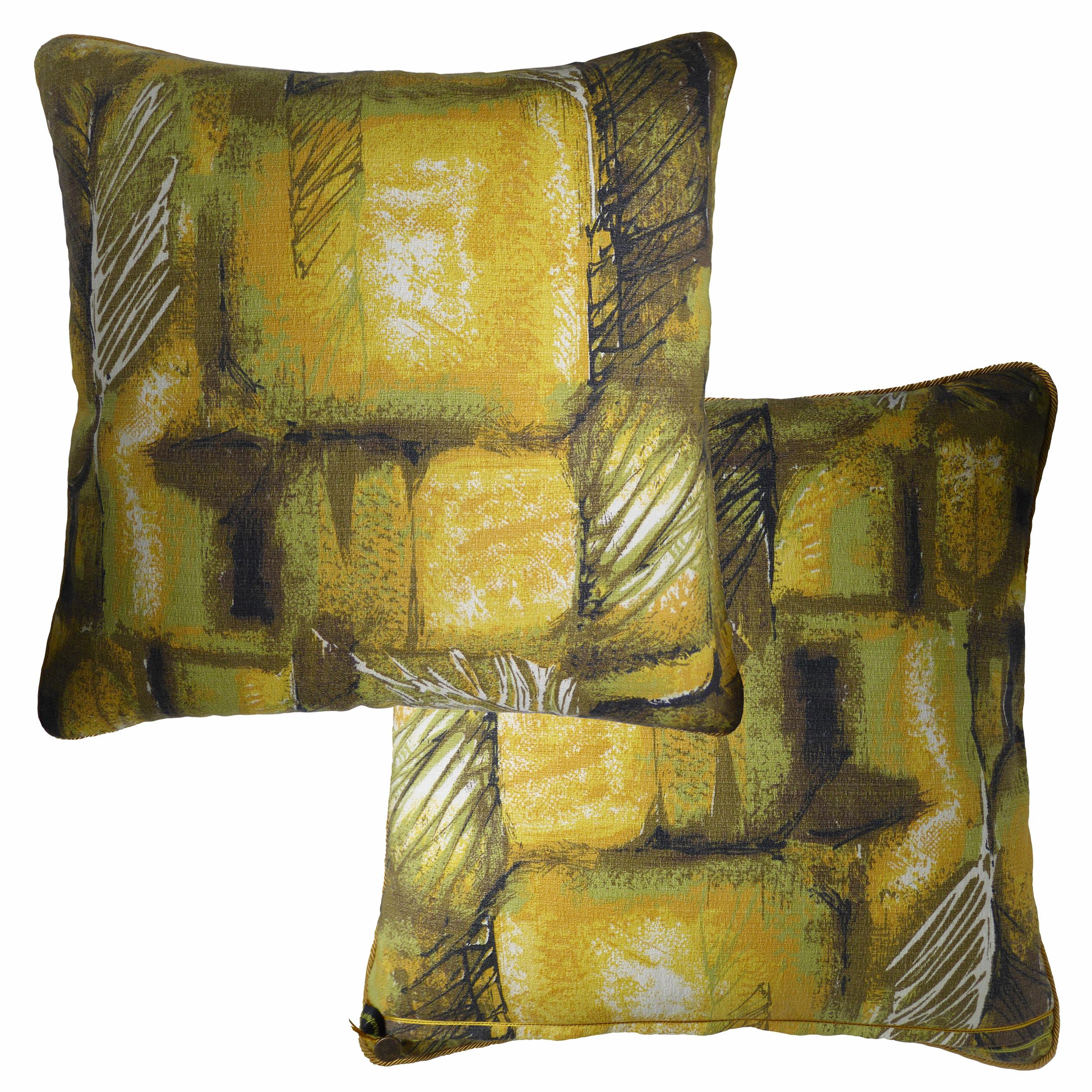 Mid-Century Modern Vintage Cushions, Bespoke-Made Luxury Pillow, 'Feather Leaf Vein', Made in UK