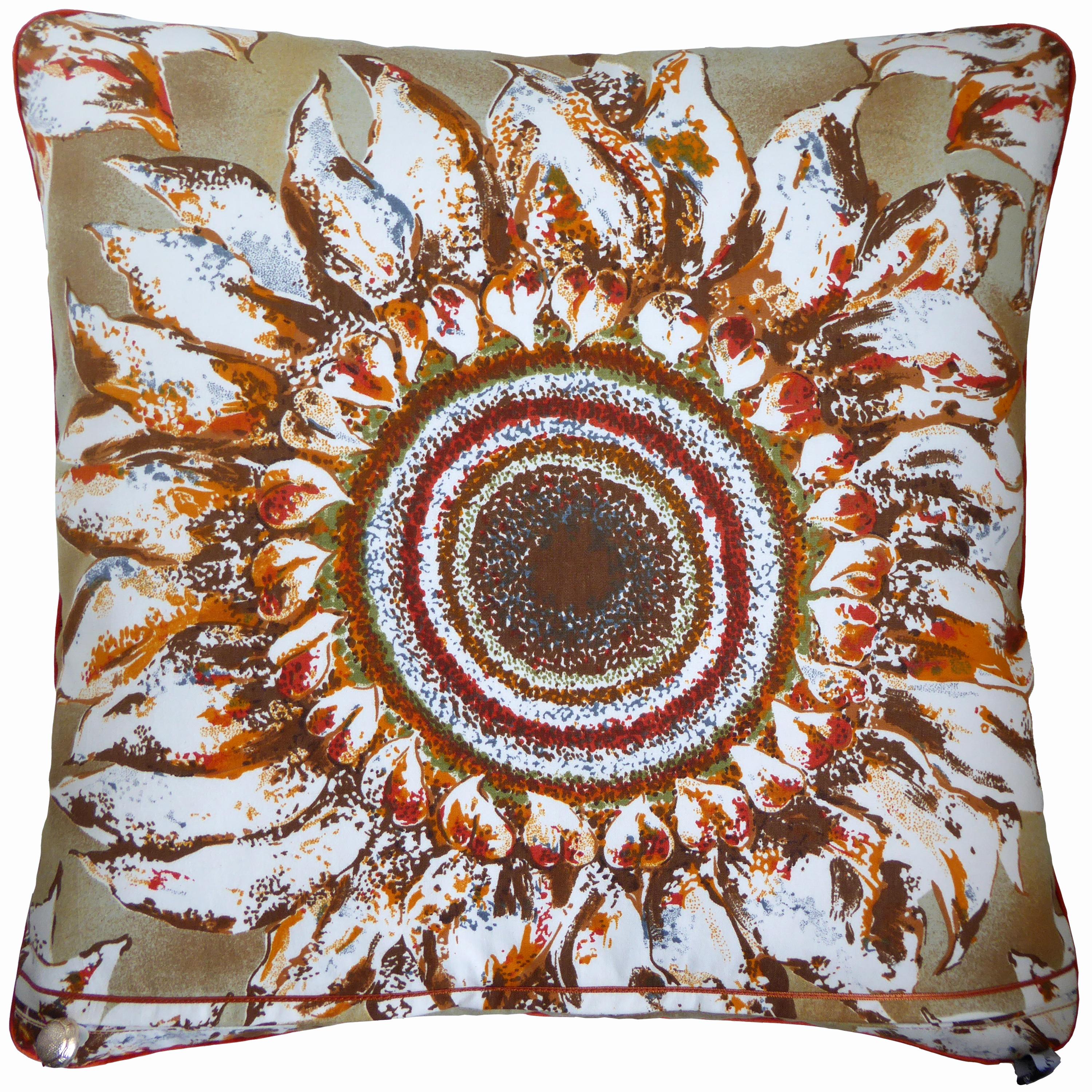 Organic Modern Vintage Cushions, Bespoke-Made Luxury Pillow 'Ferrara Sunflowers', Made in UK