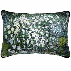 Vintage Cushions, Bespoke-Made Luxury Silk Pillow, 'La Fontaine', Made in UK