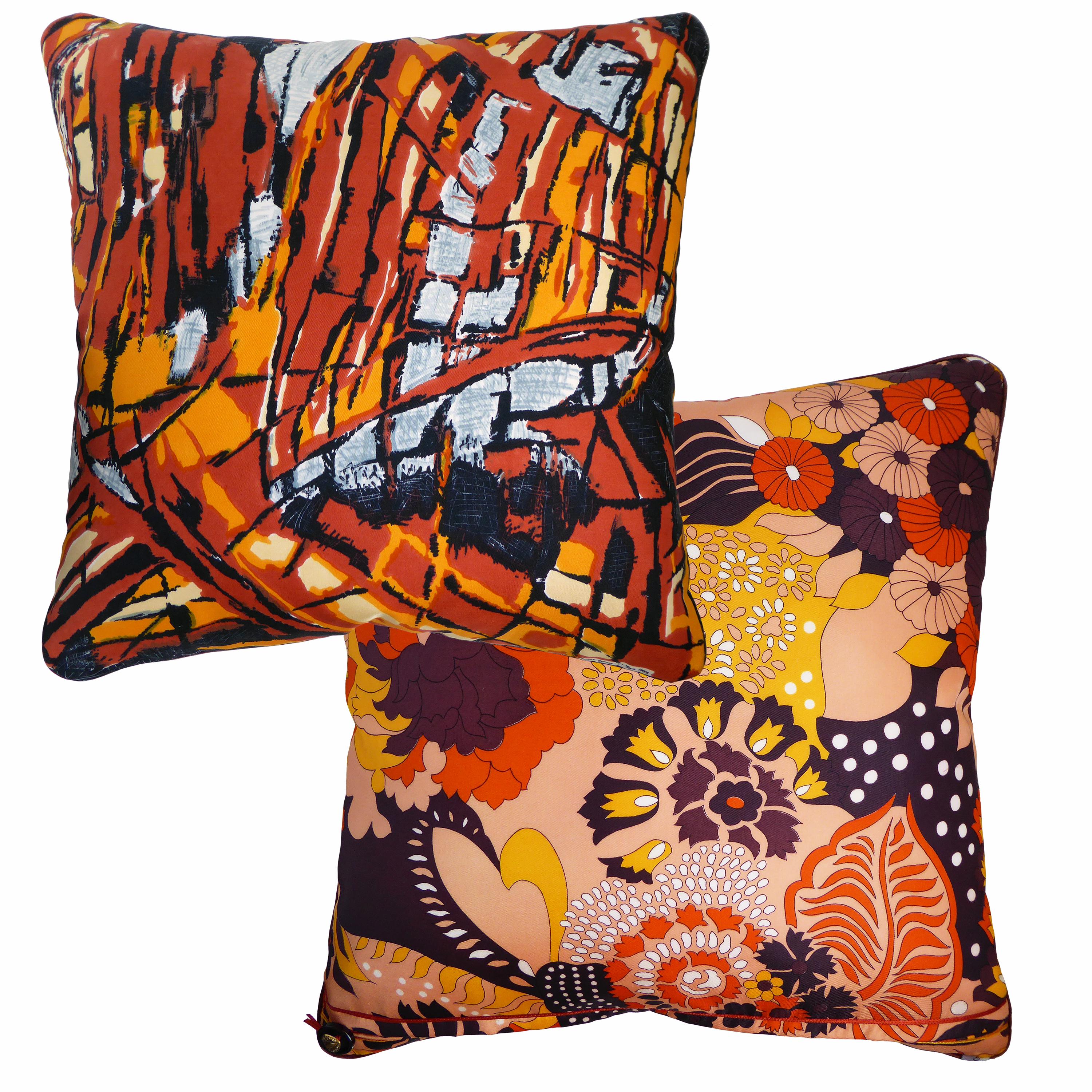Organic Modern Vintage Cushions, Bespoke-Made Luxury Silk Pillow 'Modele Despose', Made in UK
