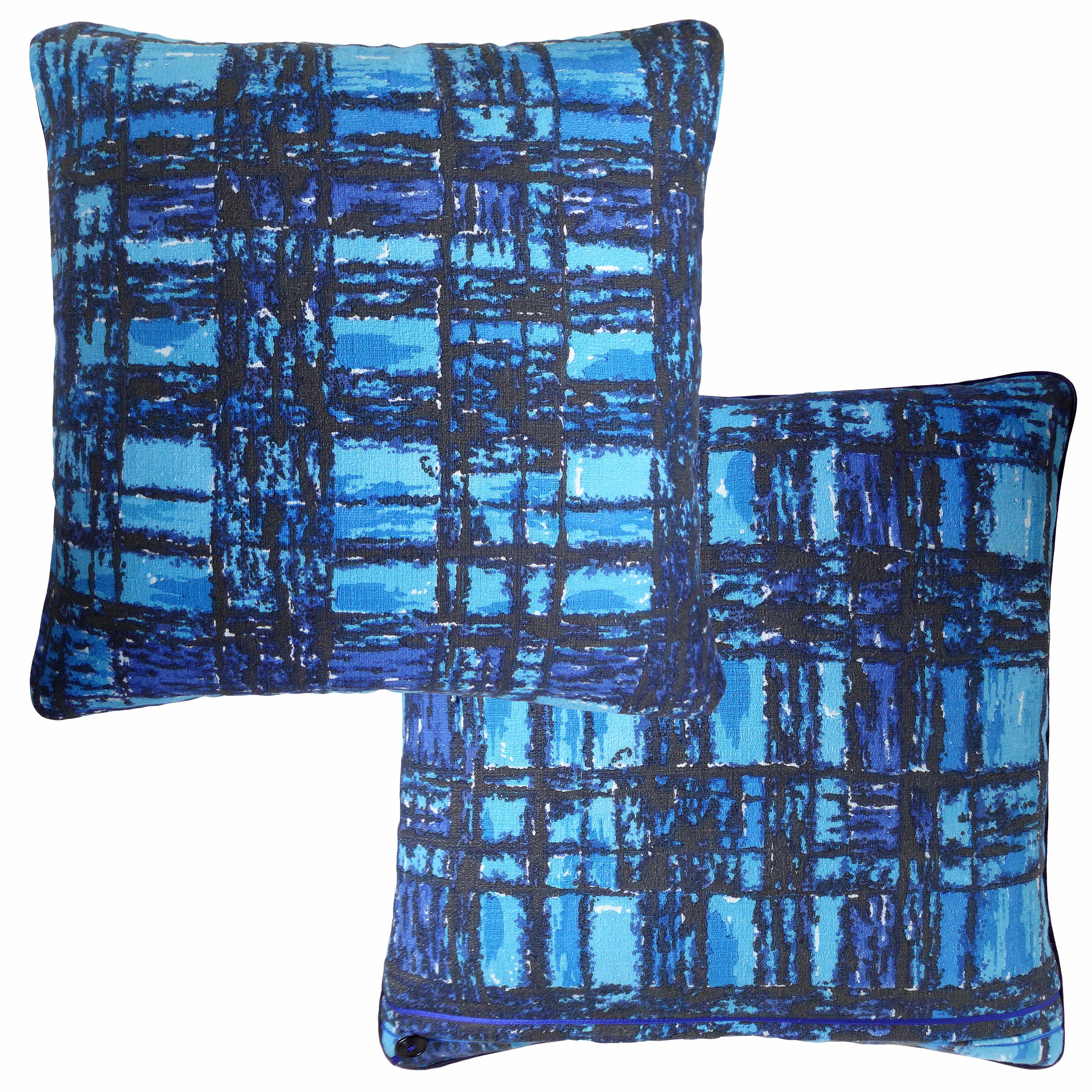 Mid-Century Modern ‘Vintage Cushions’ Bespoke-Made Midcentury Pillow ‘Nicholls Checks' Made in UK