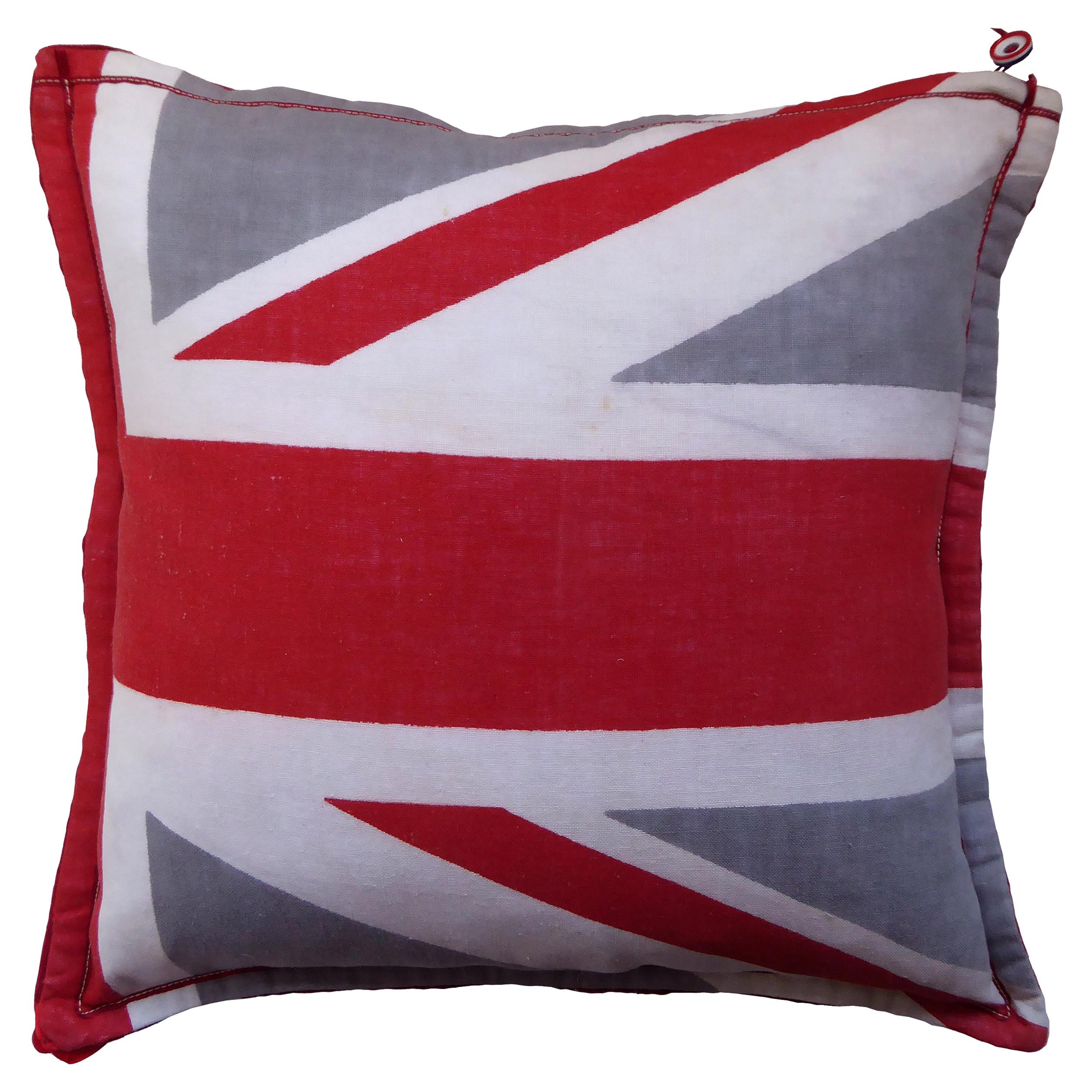 'Vintage Cushions' Bespoke-Made Pillow 'Distressed Union Jack Flag, Made in UK