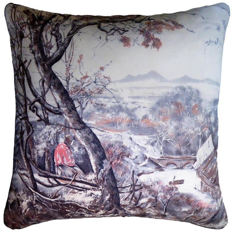 Vintage Cushions, British Bespoke Made Silk Pillow 'Pietro Annigoni' Made  in UK at 1stDibs