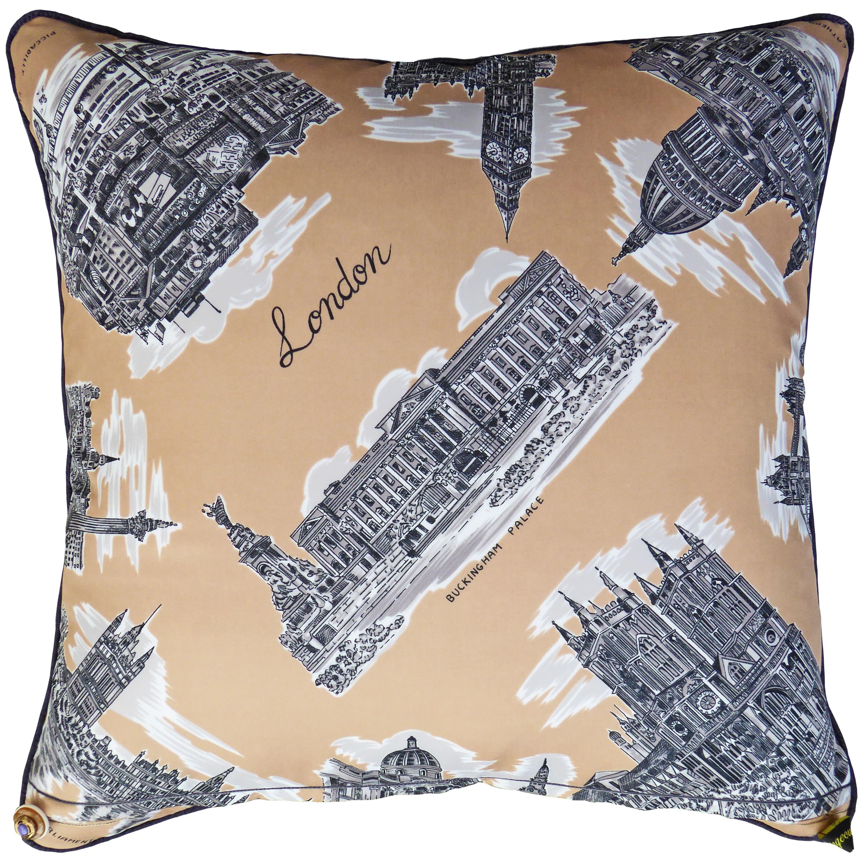 Vintage cushions, 'Windsor Castle',
circa 1970
British made bespoke luxury cushion, created using original vintage fabrics
Both sides celebrate a seventies London featuring iconic British landmarks
Provenance; Britain
Made by Nichollette