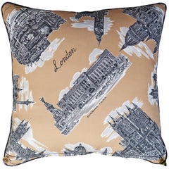 Vintage Cushions, British Bespoke Made Silk Pillow ‘Windsor Castle', Made in UK