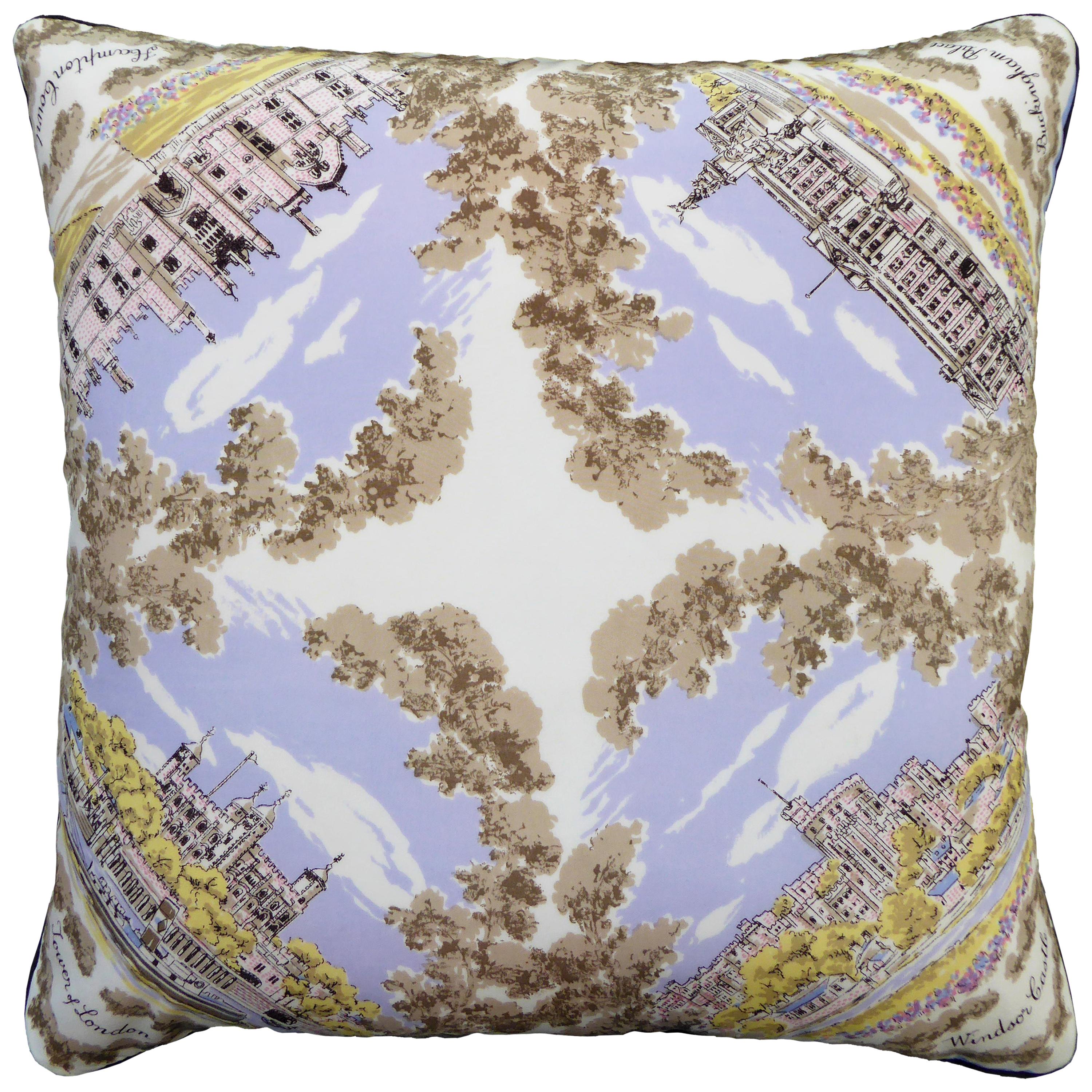 Vintage Cushions, British Bespoke Made Silk Pillow ‘Windsor Castle', Made in UK