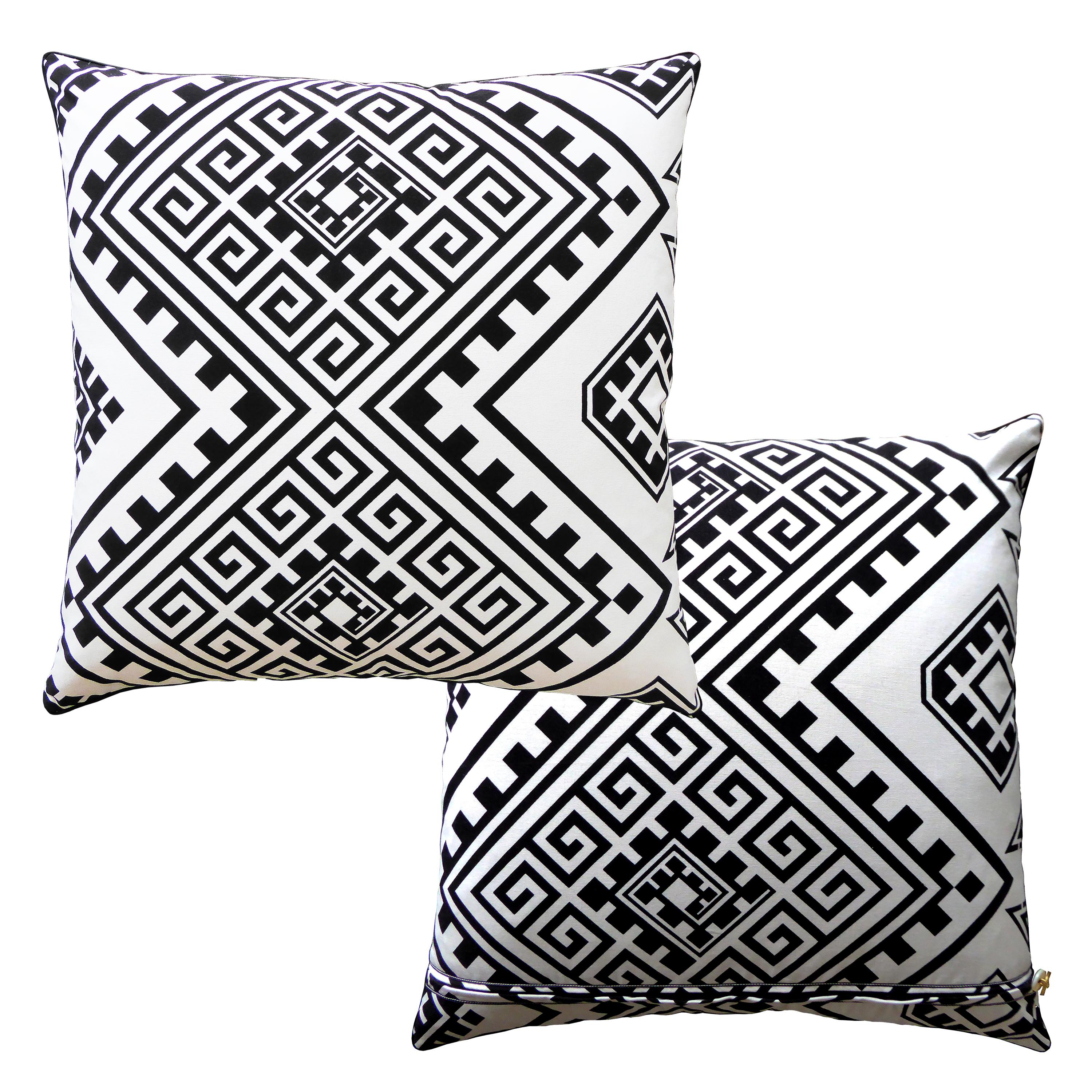 Mid-Century Modern Vintage Cushions' Luxury Bespoke made cotton pillow 'Optical Art' Made in London