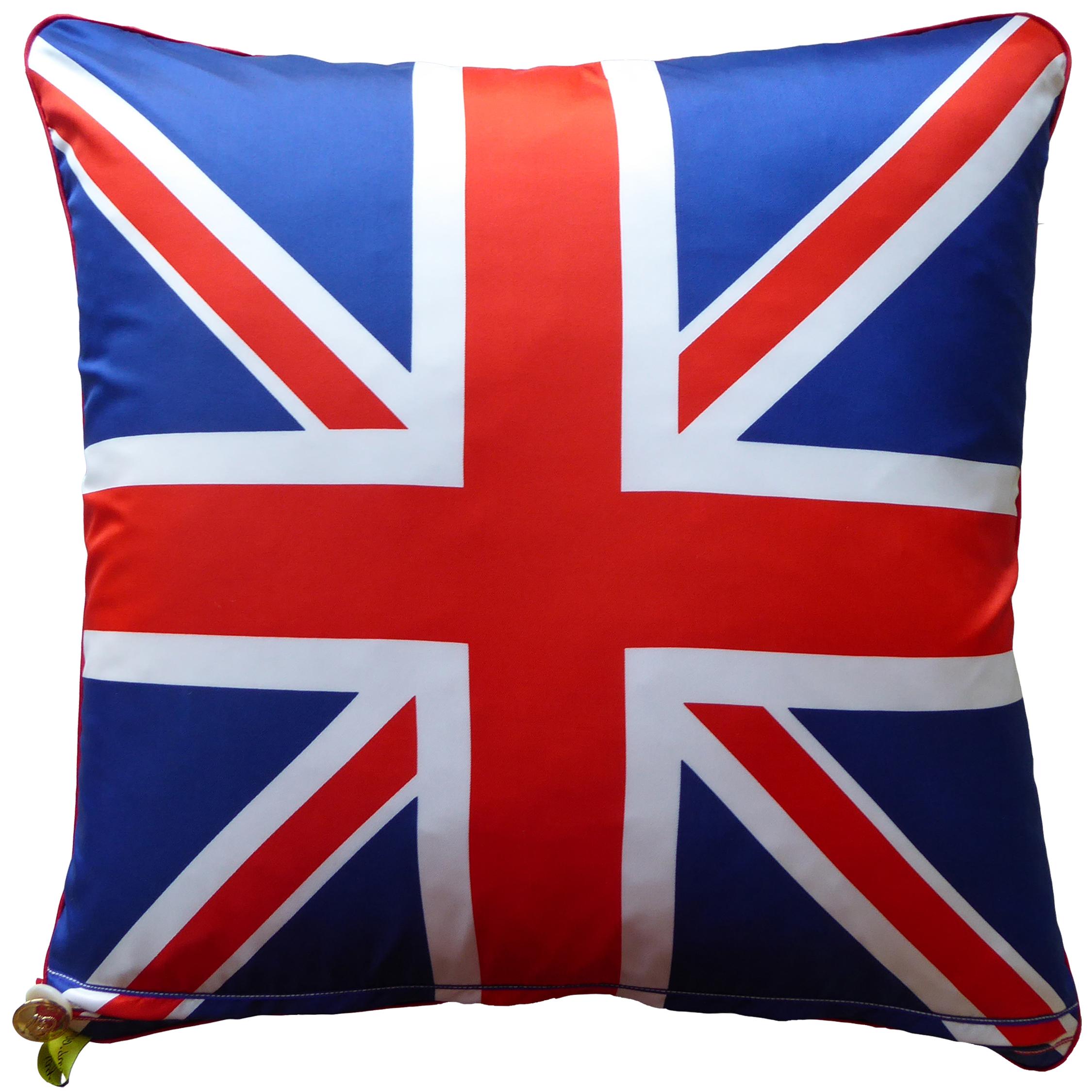 Vintage cushions, 'Piccadilly Circus',
circa 1970 and 1980
British bespoke luxury cushion created using original vintage fabrics featuring complimentary contrasting sides; the front is a souvenir of iconic tourist sites in London, the reverse a