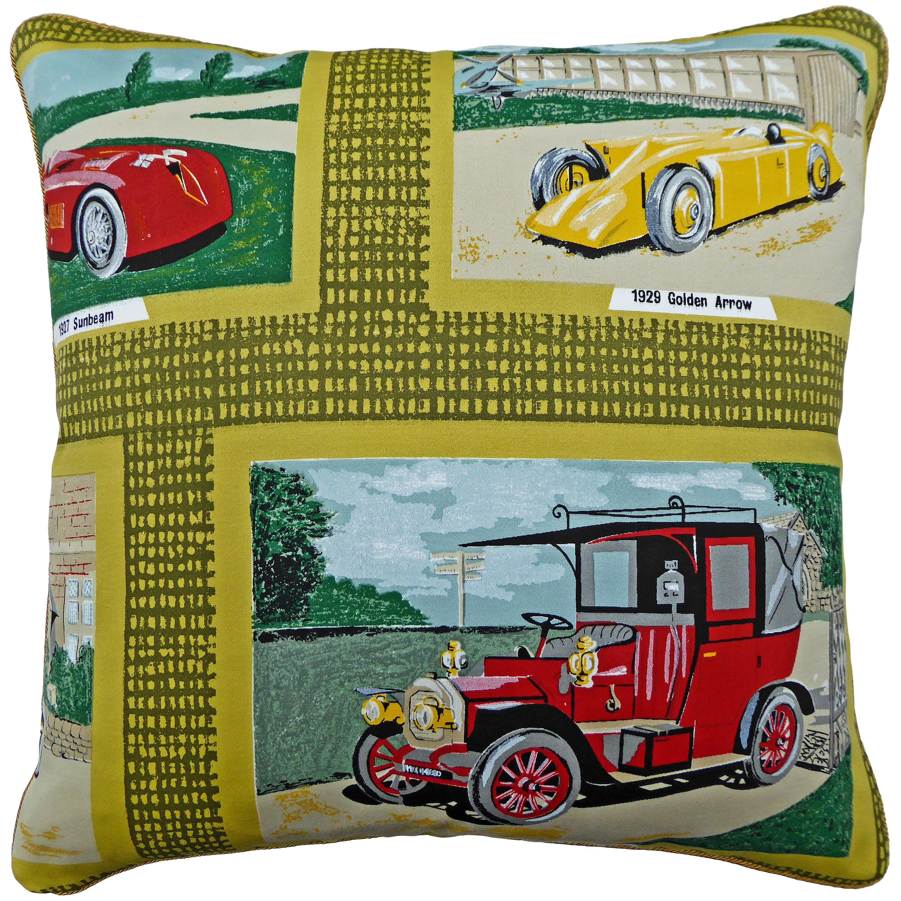 'Vintage Cushions' Luxury Bespoke-Made Pillow '1929 Golden Arrow' Made in London