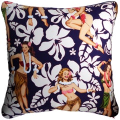 ‘Vintage Cushions’ Luxury Bespoke-Made Pillow ‘Aloha Girls', Made in London