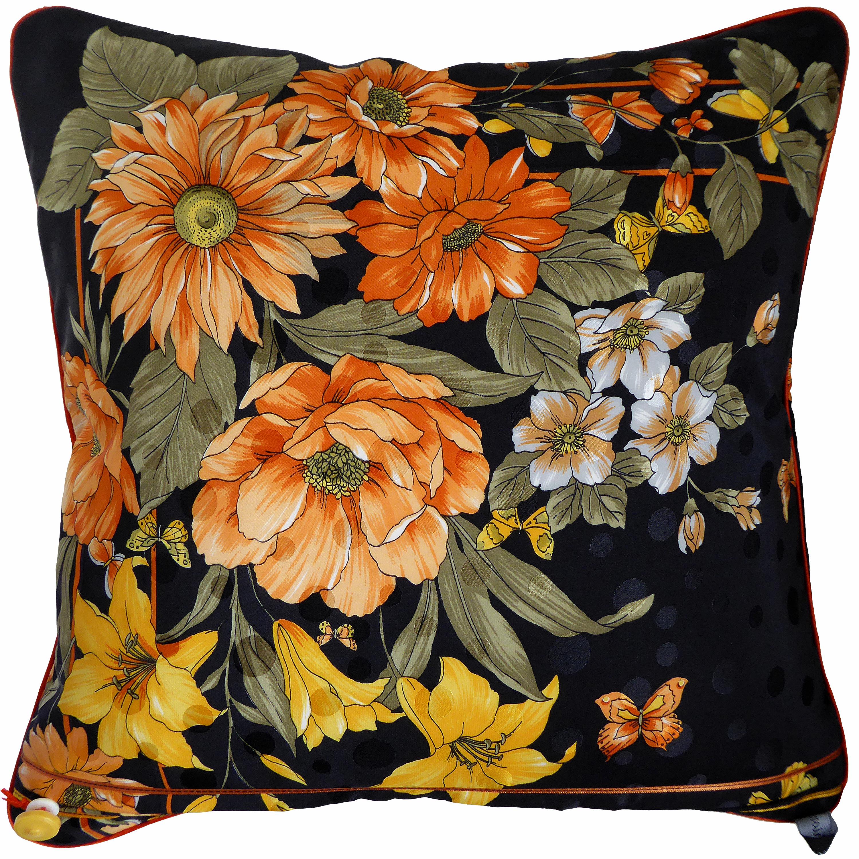 Auriella Fall,
circa 1970
British bespoke-made luxury cushion created using original vintage silk featuring glorious floral autumn images
Provenance: Italy
Made by Nichollette Yardley-Moore
Vintage Cushions
Silk with complete interfacing and with