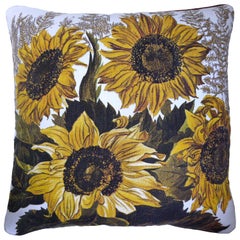 Vintage Cushions Luxury Bespoke-Made Pillow 'Canal Sunflowers', Made in London