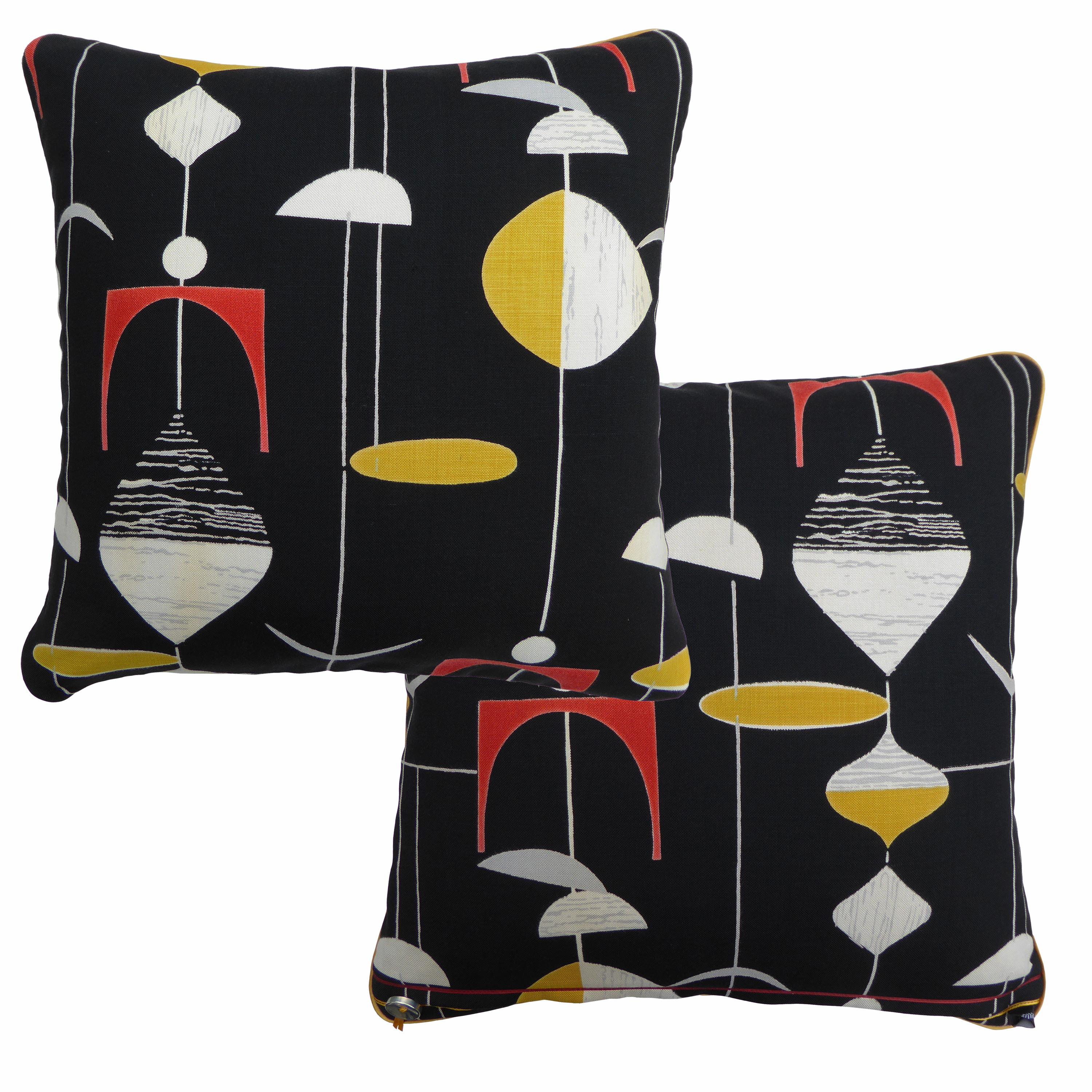 Mobiles
circa - 1950
British bespoke made cushion created using original mid-century vintage fabric designed by British designer Marian Mahler. The pattern, often called “Mobiles” was manufactured by the British company David Whitehead and Sons Ltd.