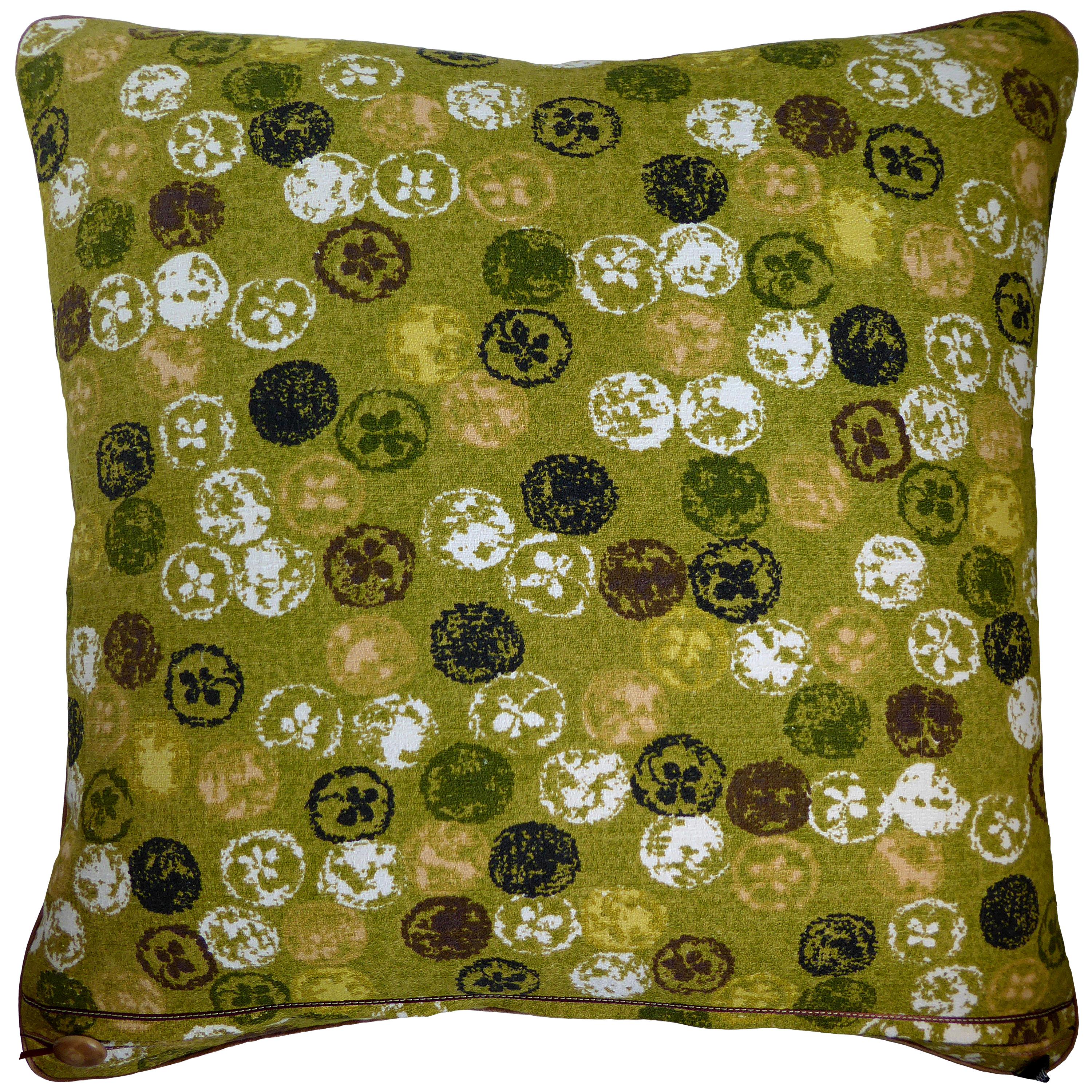 Monoprinty lemons,
circa 1970
British bespoke-made luxury pillow created in original seventies bark-cloth furnishing fabric featuring a mono-print lemon design
Provenance; Britain
Made by Nichollette Yardley-Moore
Vintage cushions
Beautiful bespoke