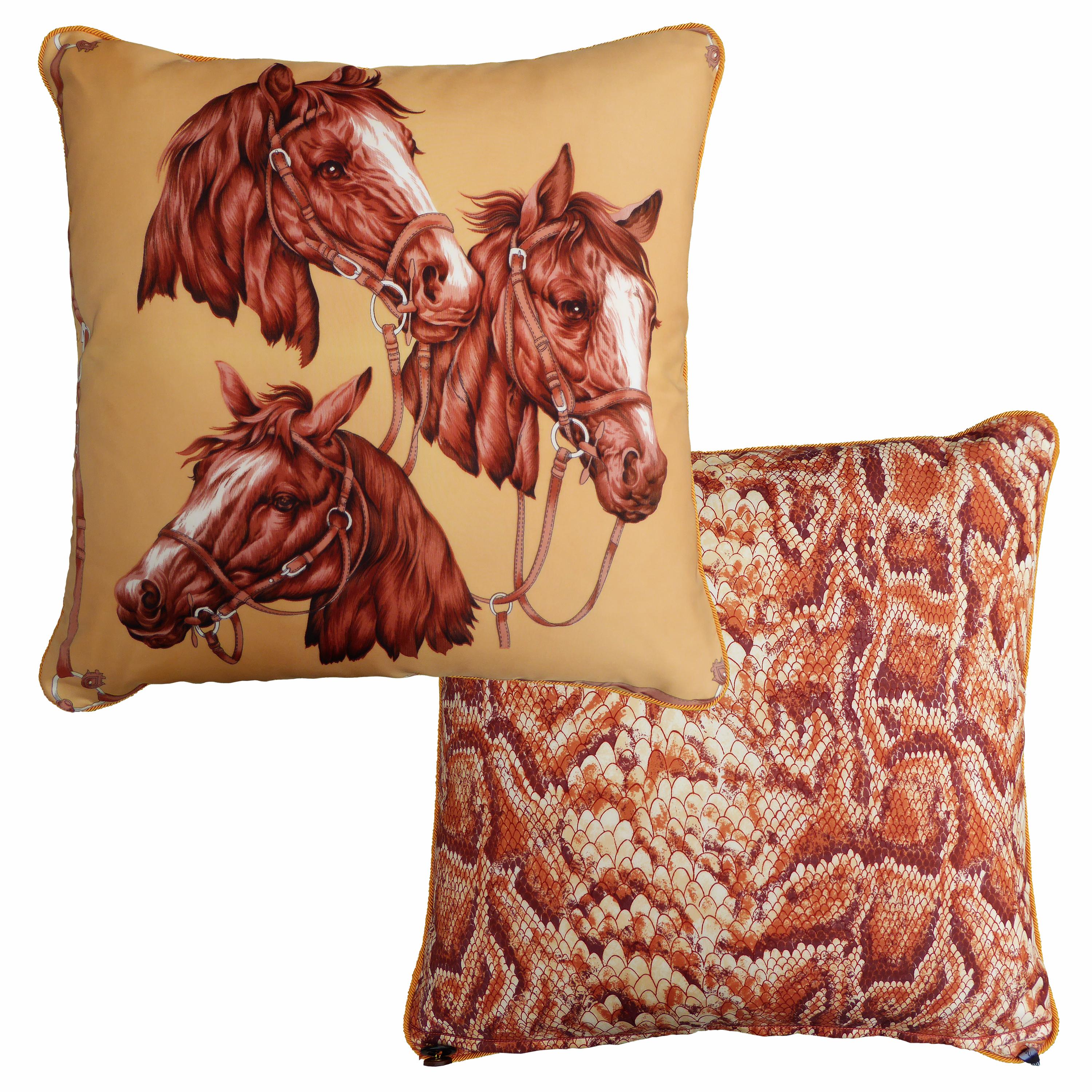 Organic Modern 'Vintage Cushions', Luxury Bespoke-Made Pillow 'Pale Horses' British Made