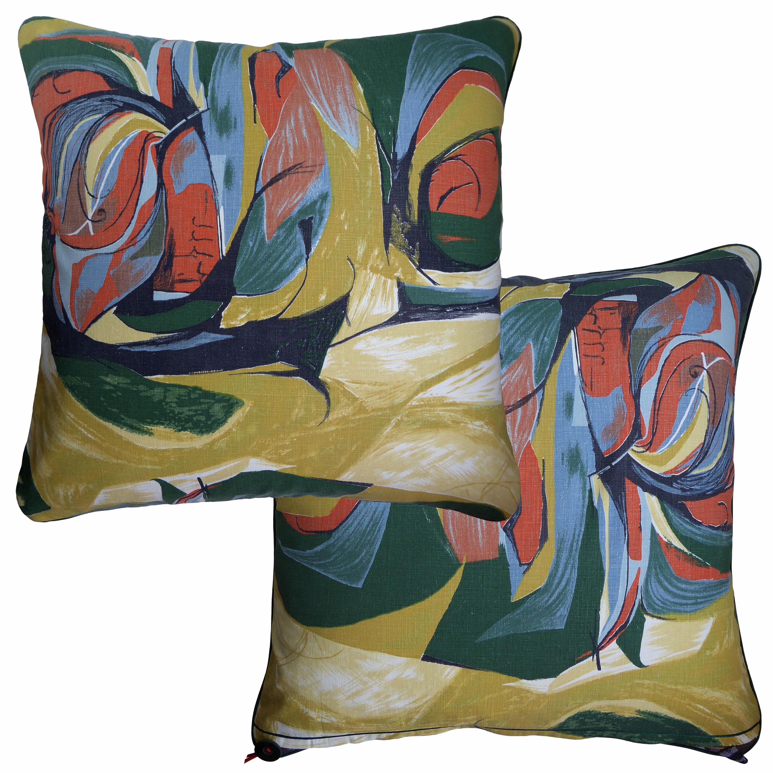 Sweet Corn
circa - 1960
British bespoke-made cushion created by using original vintage furnishing fabric designed by Barbara Brown for Heals of London
Provenance; Britain 
Made by Nichollette Yardley-Moore 
Vintage cushions 
Cotton with complete