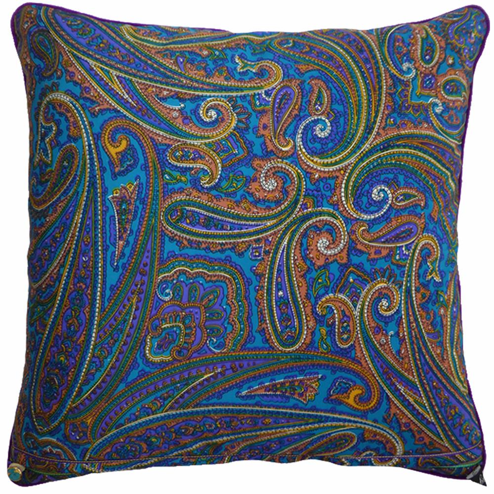 'Amaranth'
circa 1980
British bespoke made luxury cushion created by using glorious vintage paisley patterned silk
Provenance; Italy
Silk with complete interfacing and full cotton lining
Velvet edge trimming with an original vintage button on