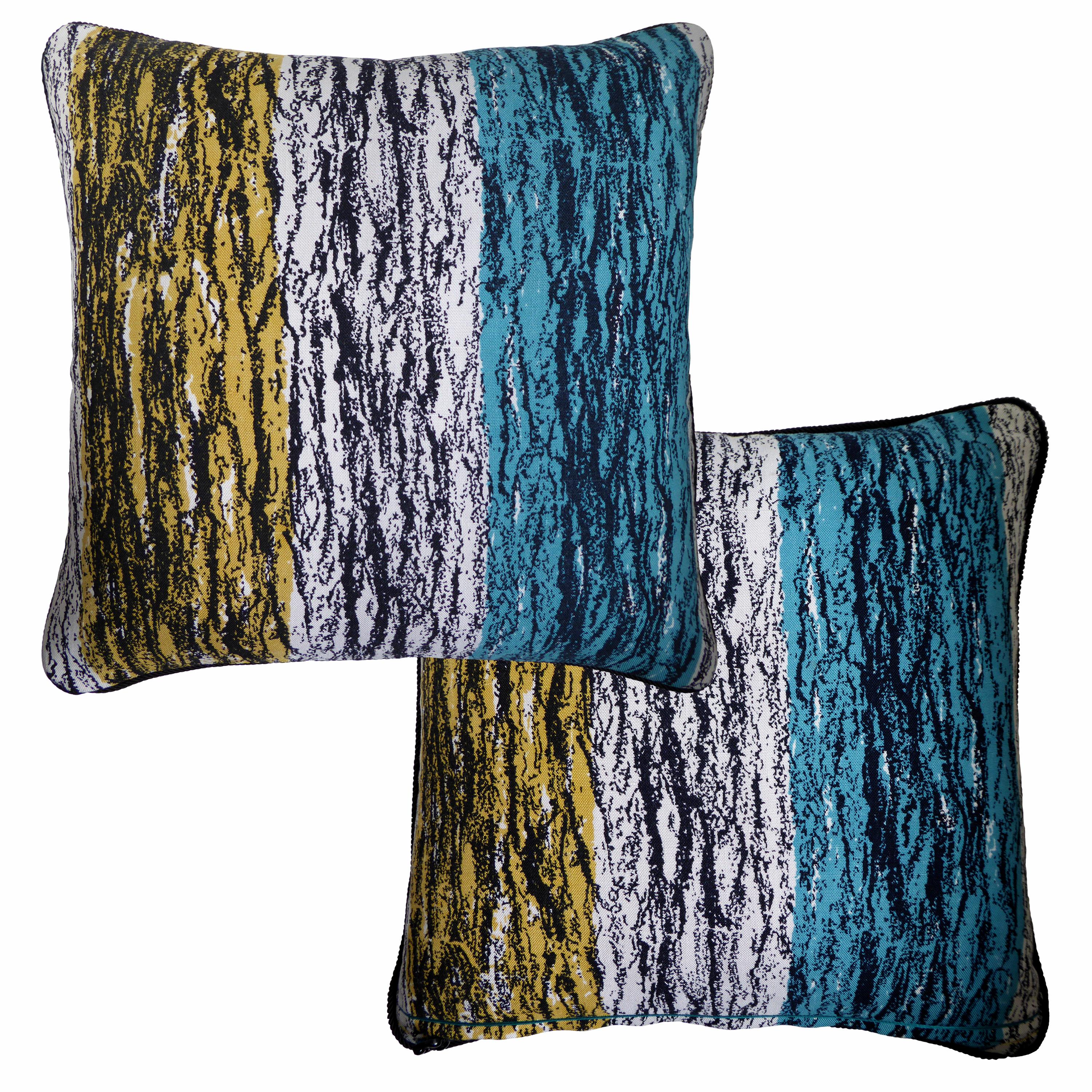 Mid-Century Modern Vintage Cushions Luxury Bespoke Pillow Midcentury Stripes 'Blue', Made in London