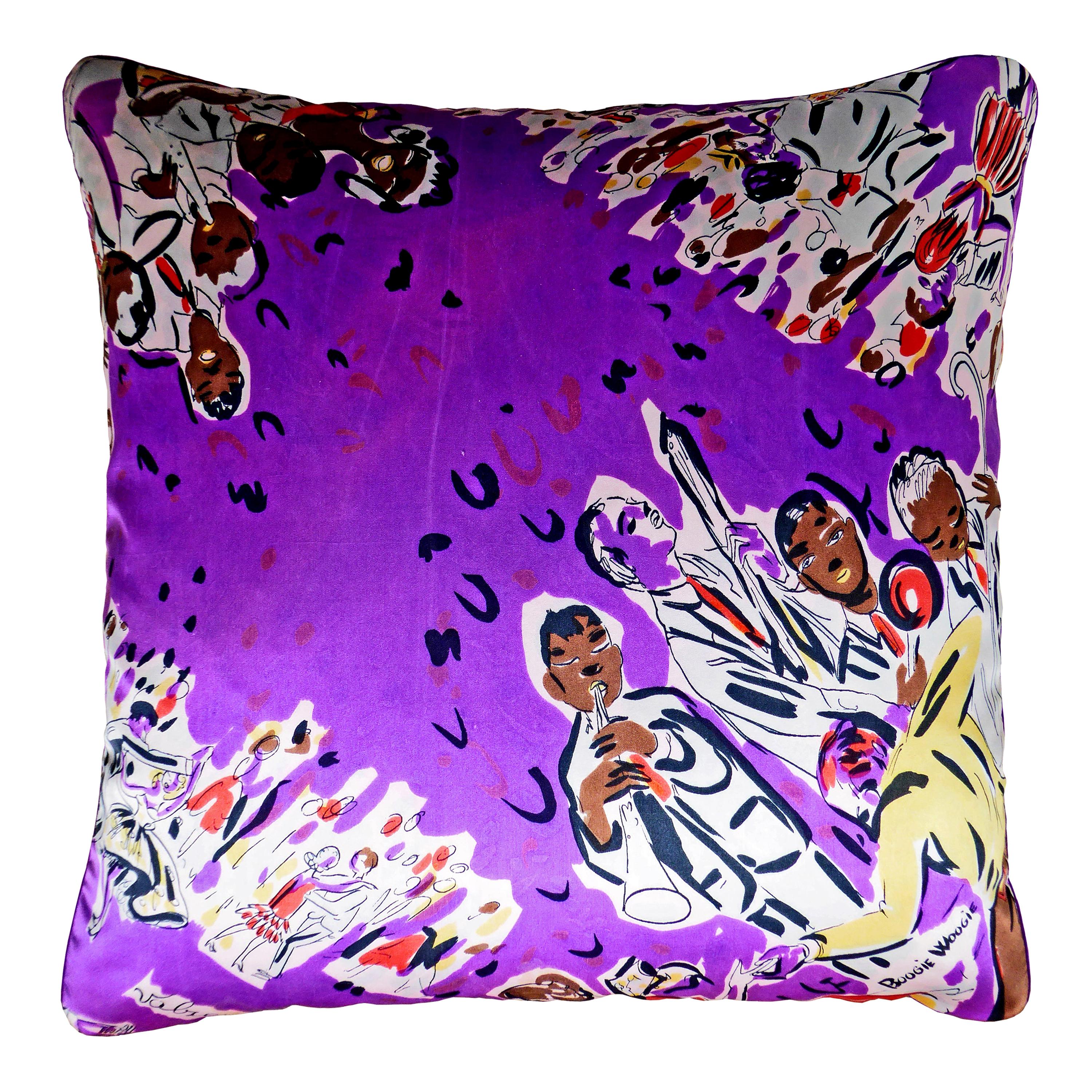 ‘Vintage Cushions’ Luxury Bespoke Silk Pillow 'Boogie Woogie', Made in London