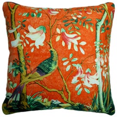 Vintage Cushions Luxury Bespoke Silk Pillow 'Golden Pheasant', Made in London
