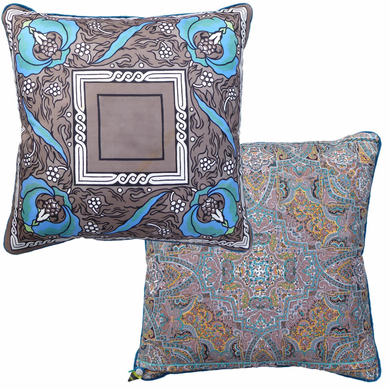 Arts and Crafts 'Vintage Cushions' Luxury Bespoke Silk Pillow ‘Liberty Nouveau’, Made in London
