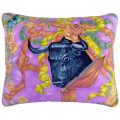 Vintage Cushions, Luxury Bespoke Silk Pillow, 'Plaza de Toros', Made in London