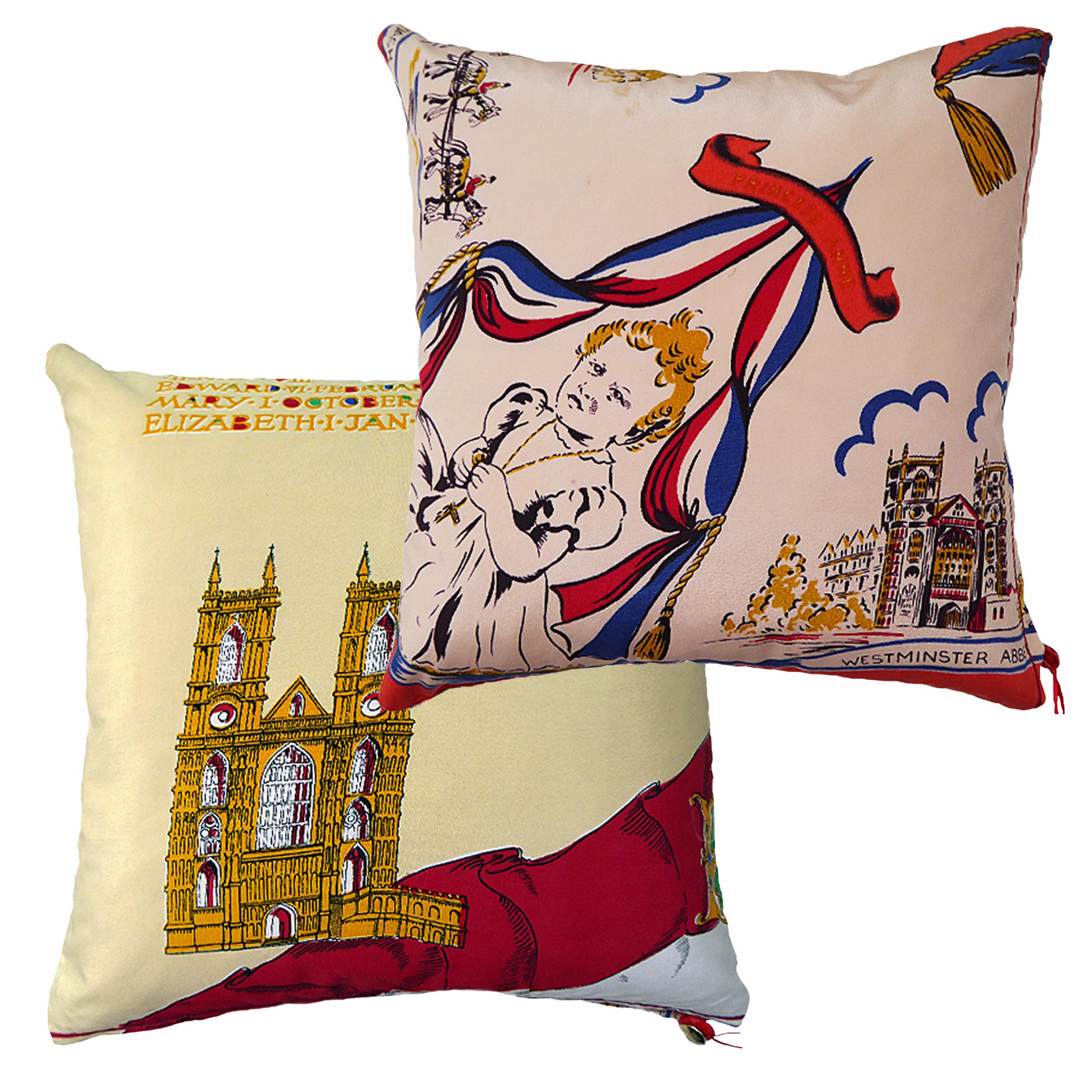 Mid-Century Modern 'Vintage Cushions' Luxury Bespoke Silk Pillow ‘Princess Anne', Made in UK