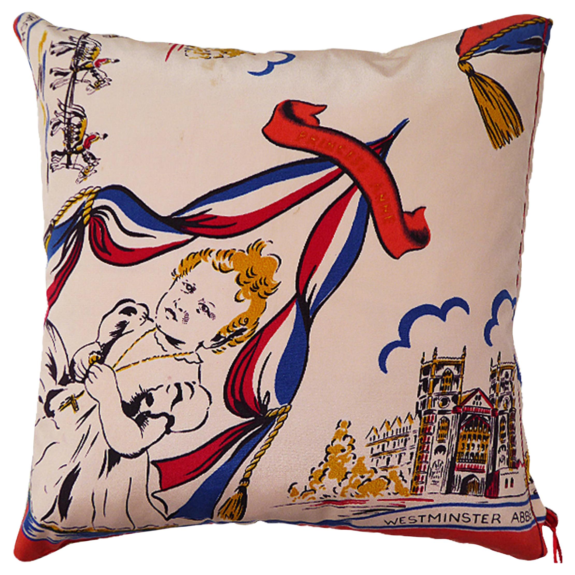 'Vintage Cushions' Luxury Bespoke Silk Pillow ‘Princess Anne', Made in UK