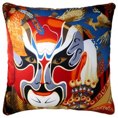 Vintage Cushions Luxury Bespoke Silk Pillow 'the Japanese Mask', British Made