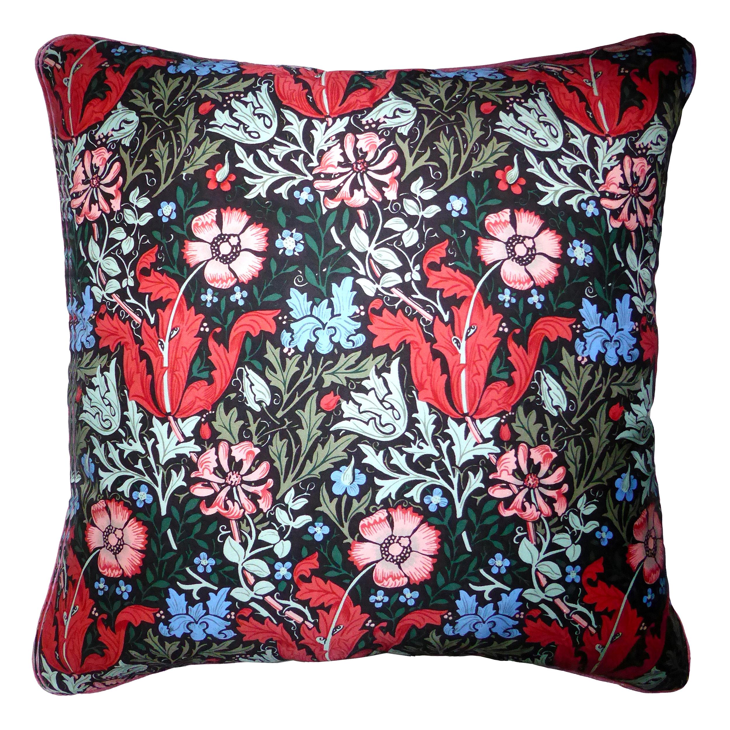 ‘Vintage Cushions’ Luxury Silk Bespoke-Made Pillow ‘Compton', Made in London