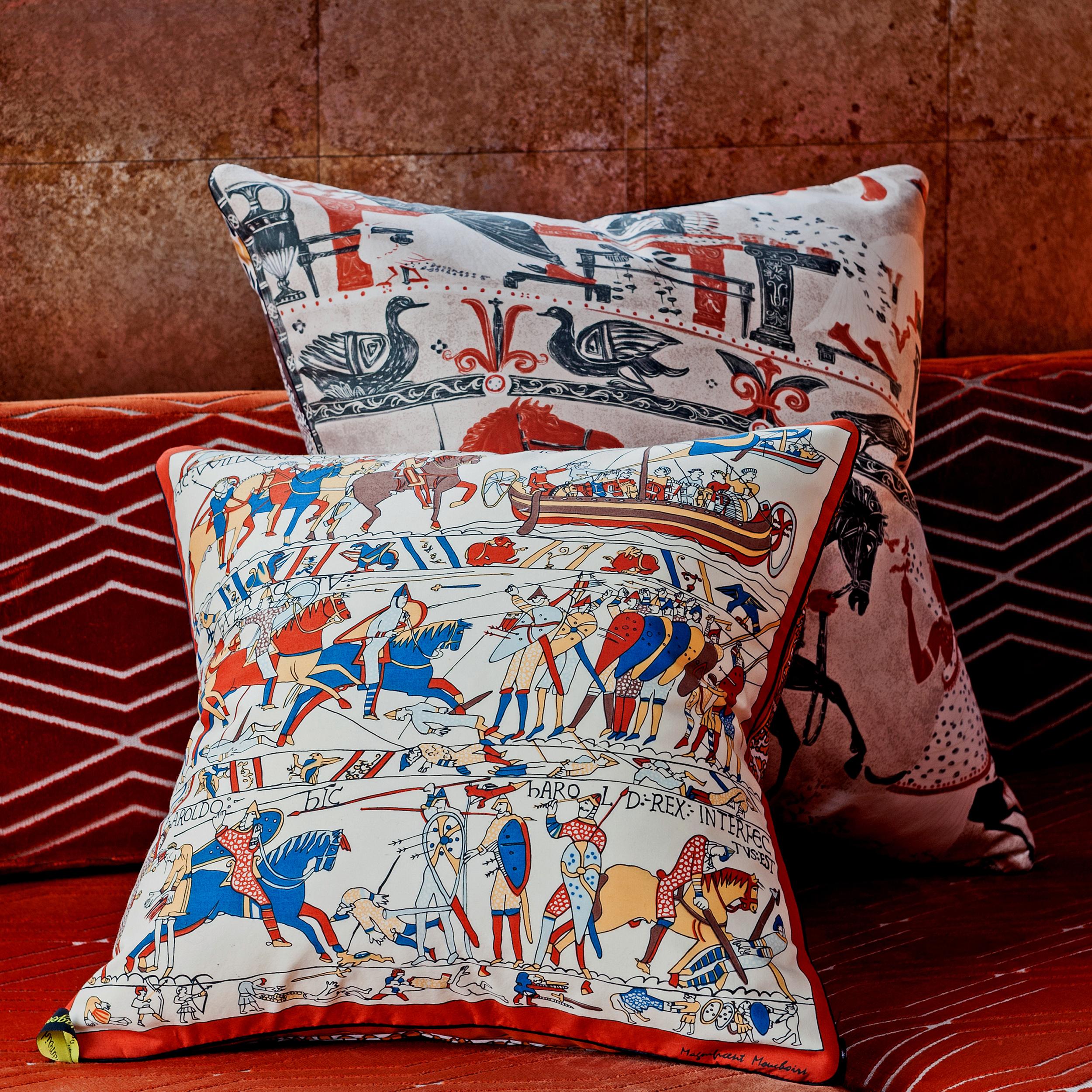 British Vintage Cushions, Luxury Silk Bespoke-Made Pillow ‘Mythology', Made in London