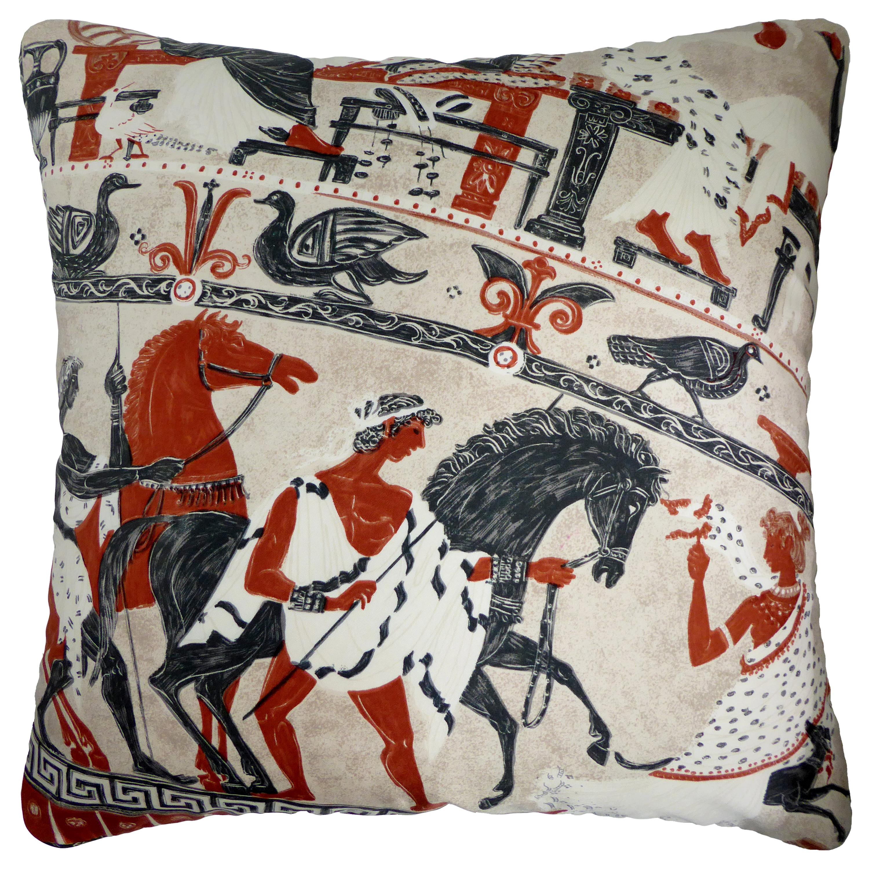 Vintage Cushions, Luxury Silk Bespoke-Made Pillow ‘Mythology', Made in London