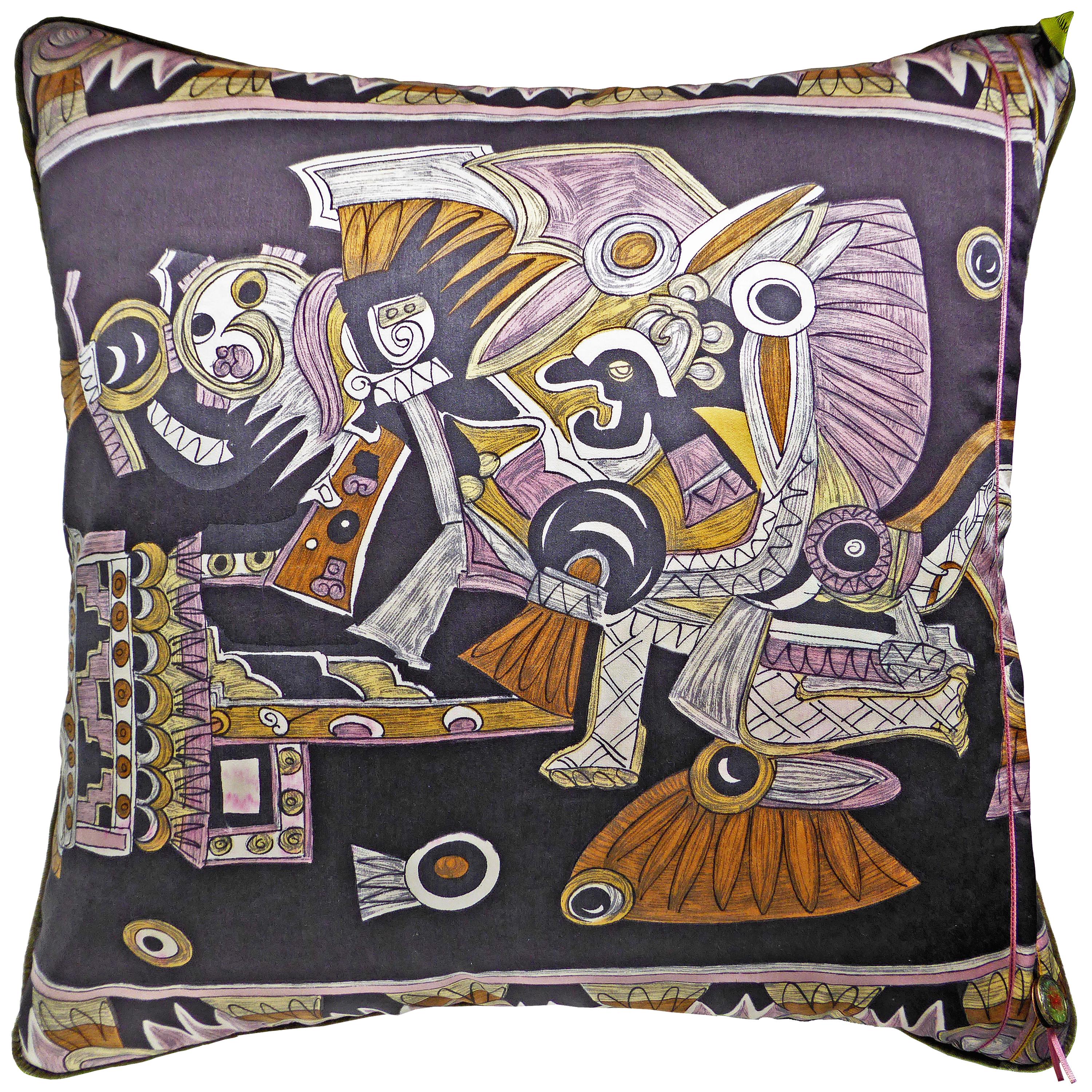 British Vintage Cushions, Luxury Silk Bespoke Pillow ‘Dove of Peace', Made in London