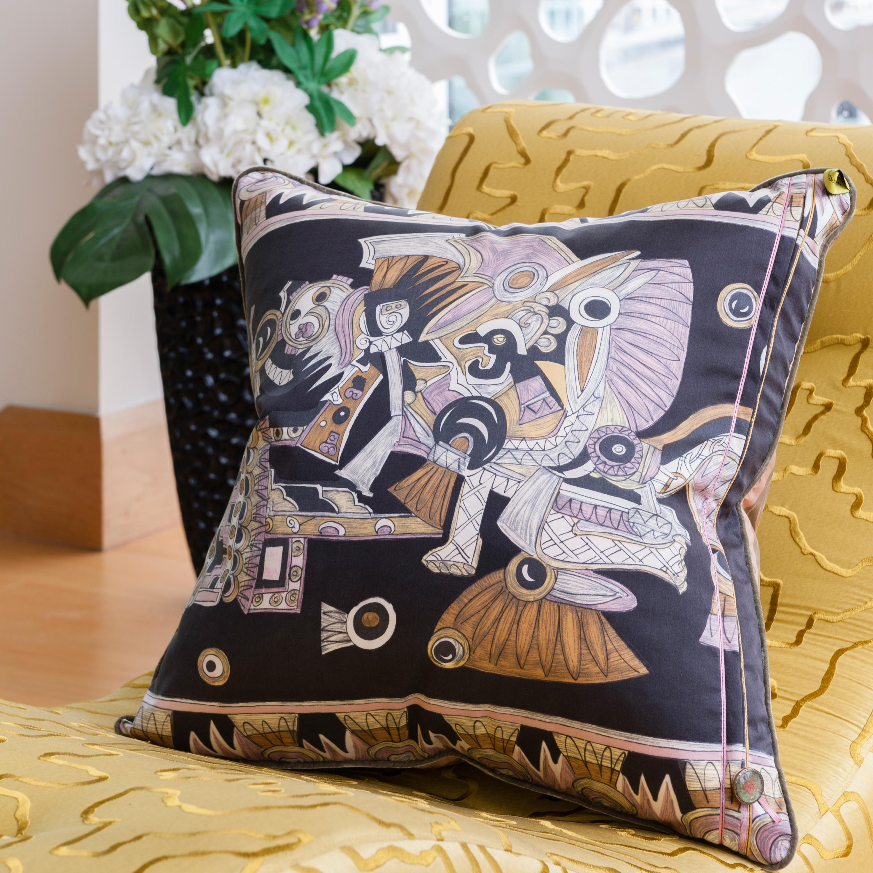 Hand-Crafted Vintage Cushions, Luxury Silk Bespoke Pillow ‘Dove of Peace', Made in London