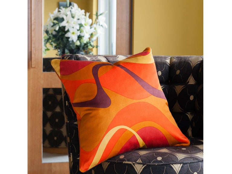 Vintage Cushions "Maypole" Bespoke 1970's retro fabric pillow Made in