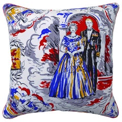 Vintage Cushions Silk pillow ‘Queen Elizabeth II and Prince Philip', Made in UK