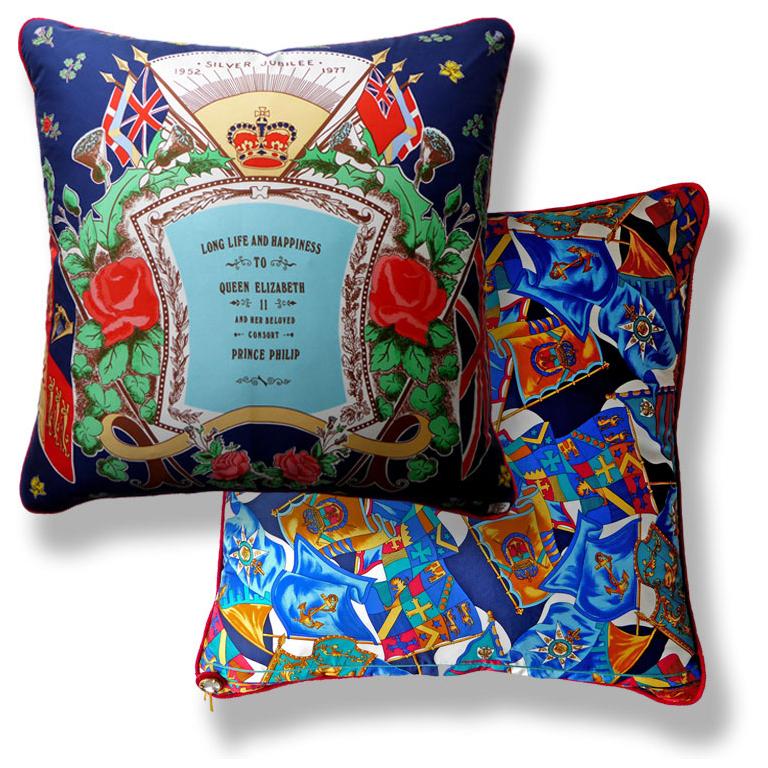 Organic Modern Vintage Cushions 'Silver Jubilee 1977' Front Pillow Side by Liberty of London