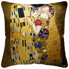 Vintage Cushions, ‘The Kiss’ by Gustav Klimt Silk Cushion