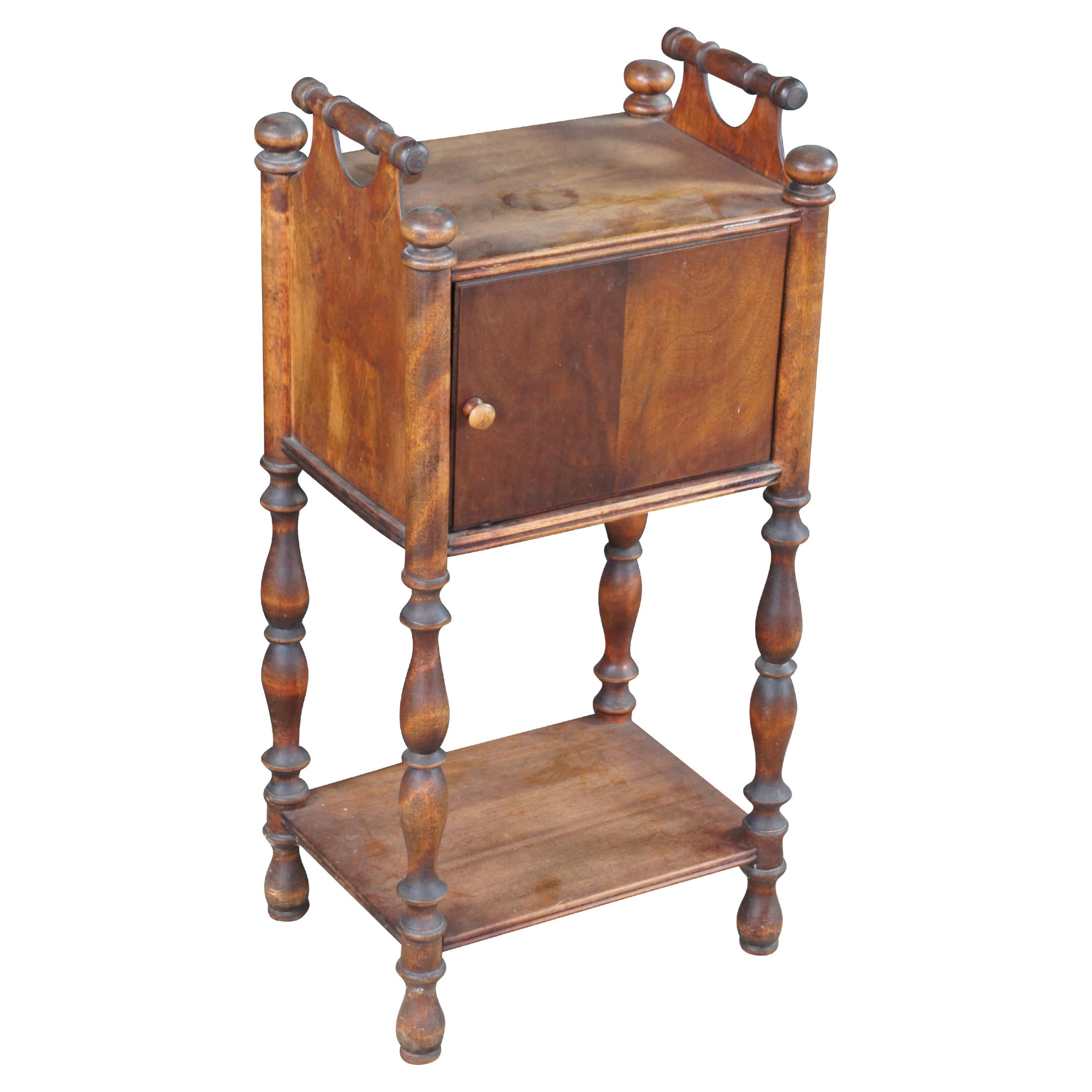 Vintage Cushman Mahogany Humidor Tobacco Smoking Cabinet Table Stand 27" For Sale