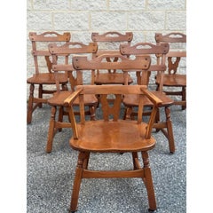 Vintage Cushman Style Solid Wood Maple Dining Chairs, Set of 6