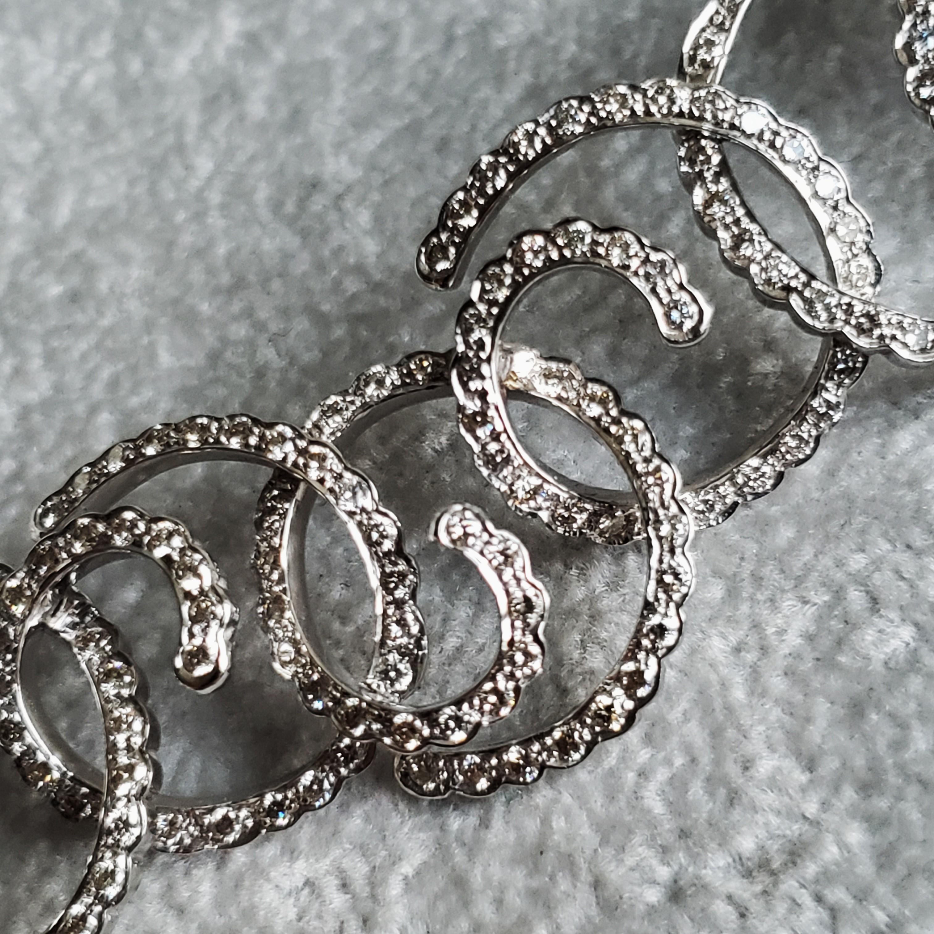 Collier vintage personnalisé en or blanc 18K 530 plus diamants Vague de l'océan en vente 8