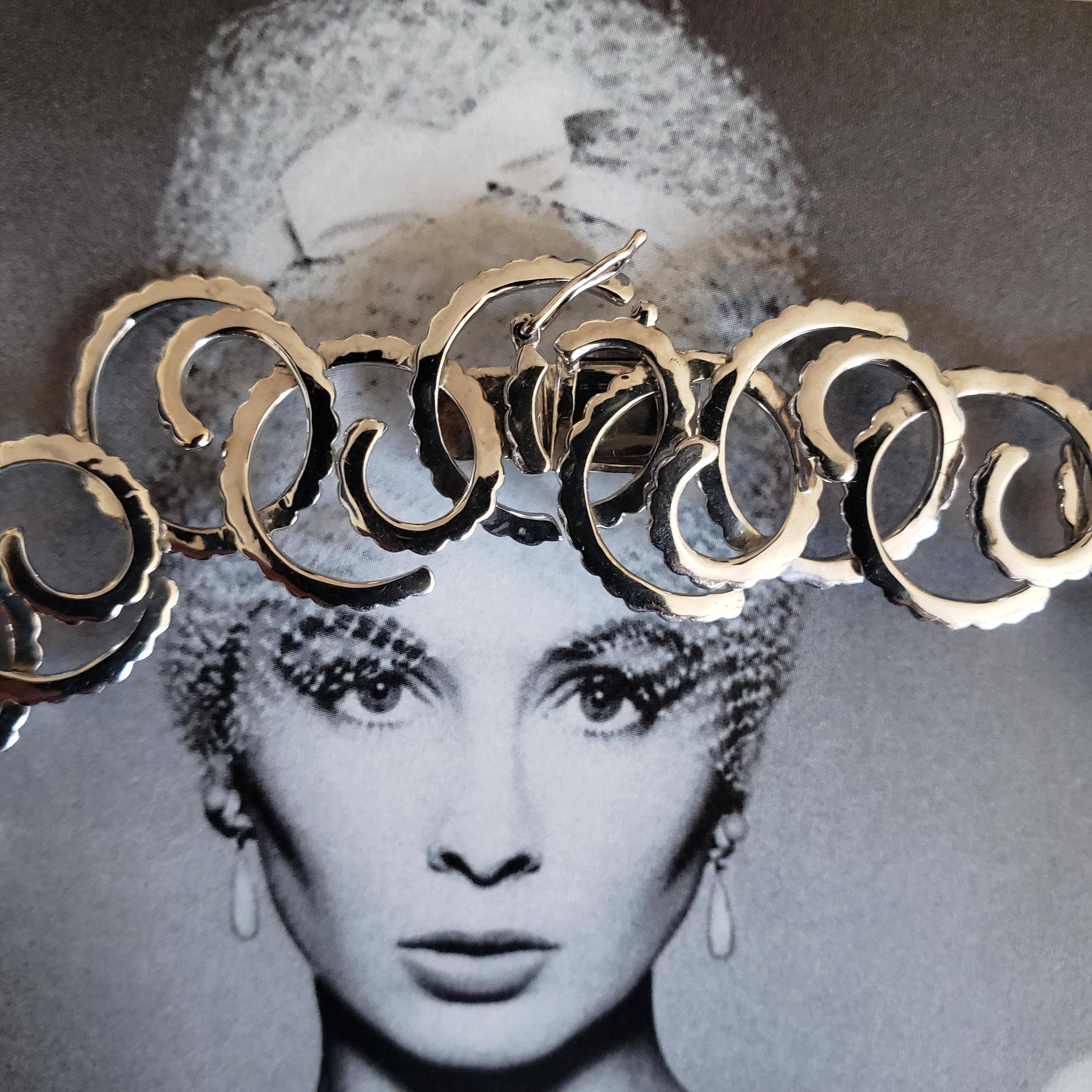 Collier vintage personnalisé en or blanc 18K 530 plus diamants Vague de l'océan Excellent état - En vente à San Diego, CA