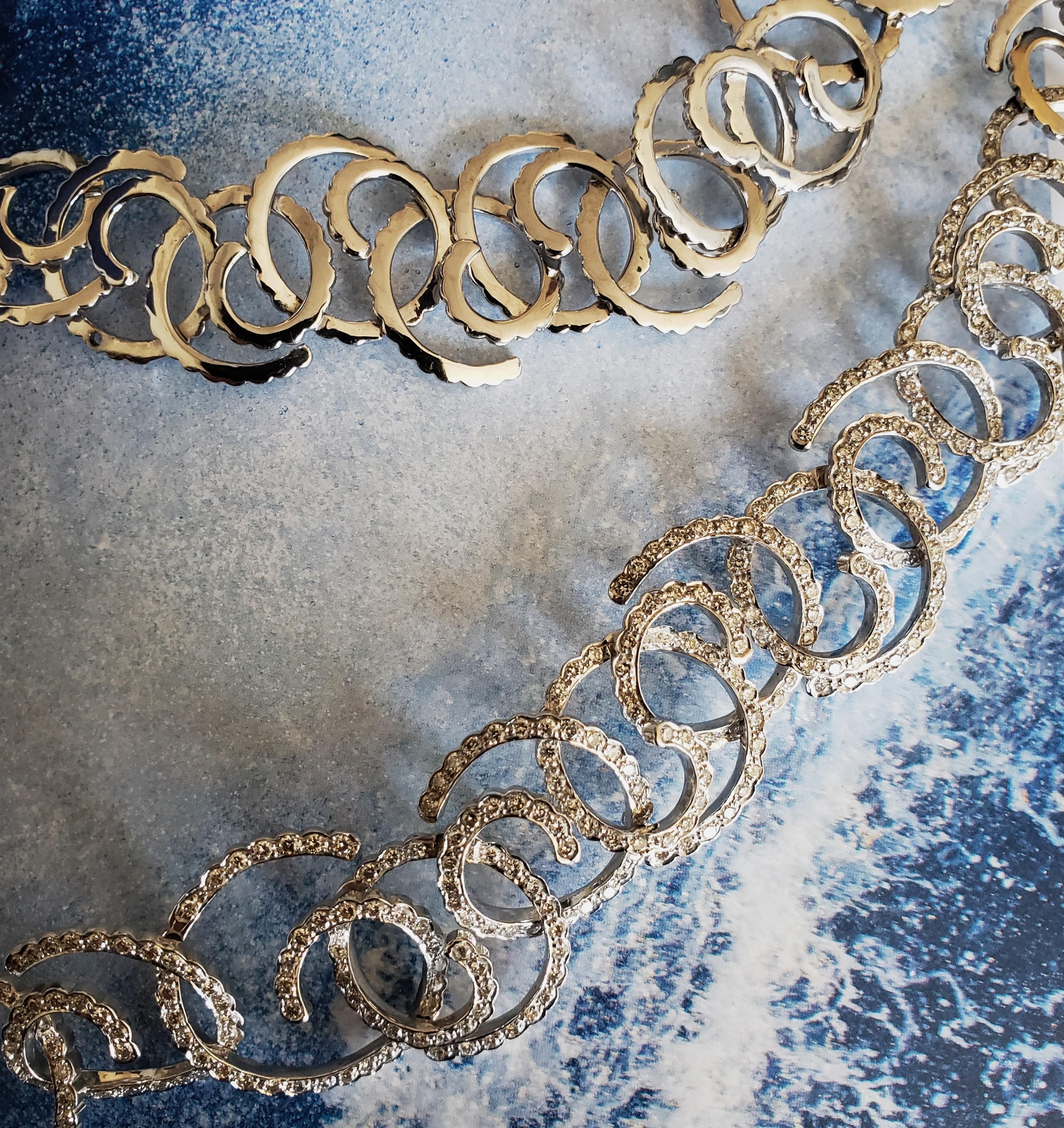 Collier vintage personnalisé en or blanc 18K 530 plus diamants Vague de l'océan Pour femmes en vente