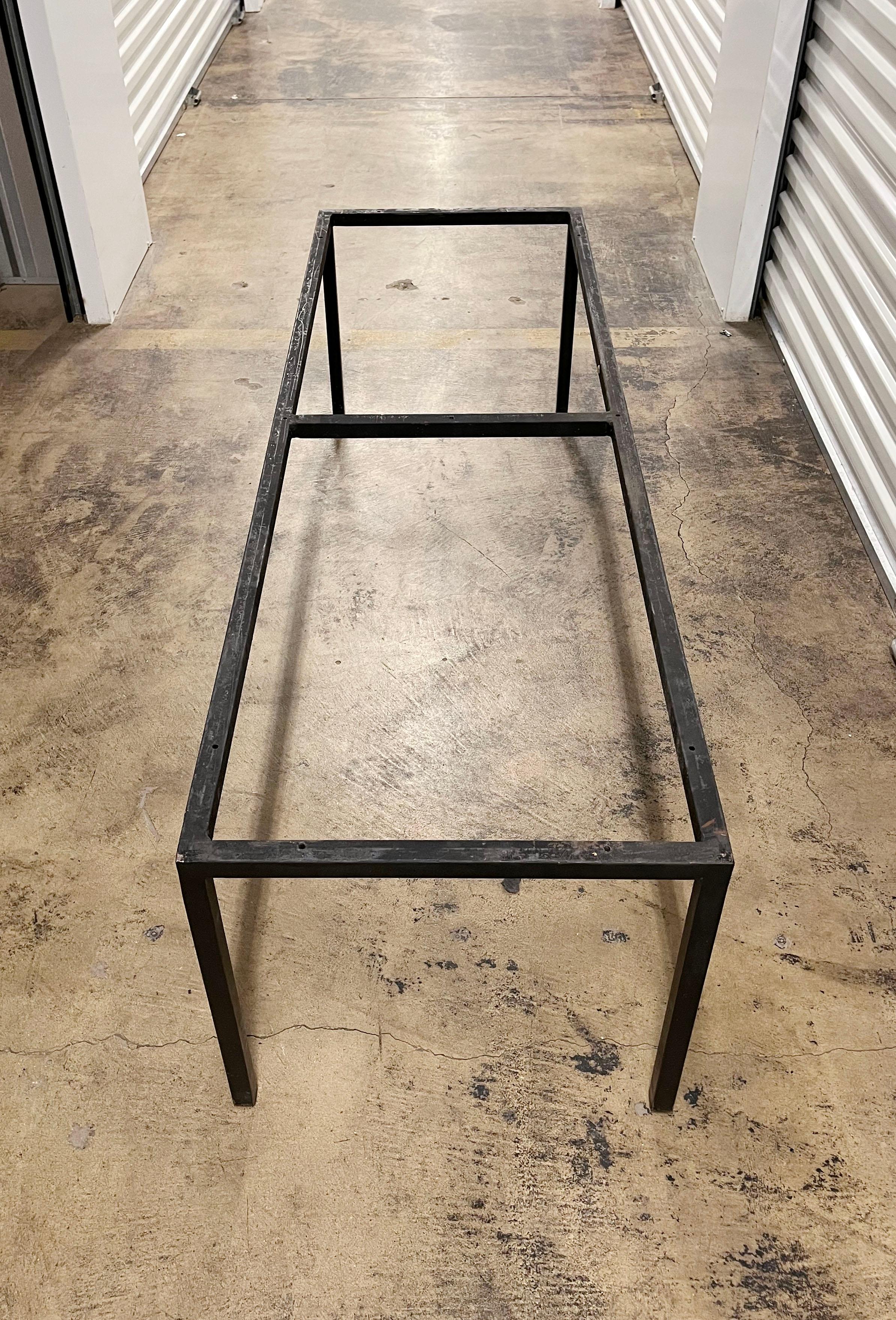 20th Century Vintage Custom Architectural SOLID Metal Bar Bench For Sale