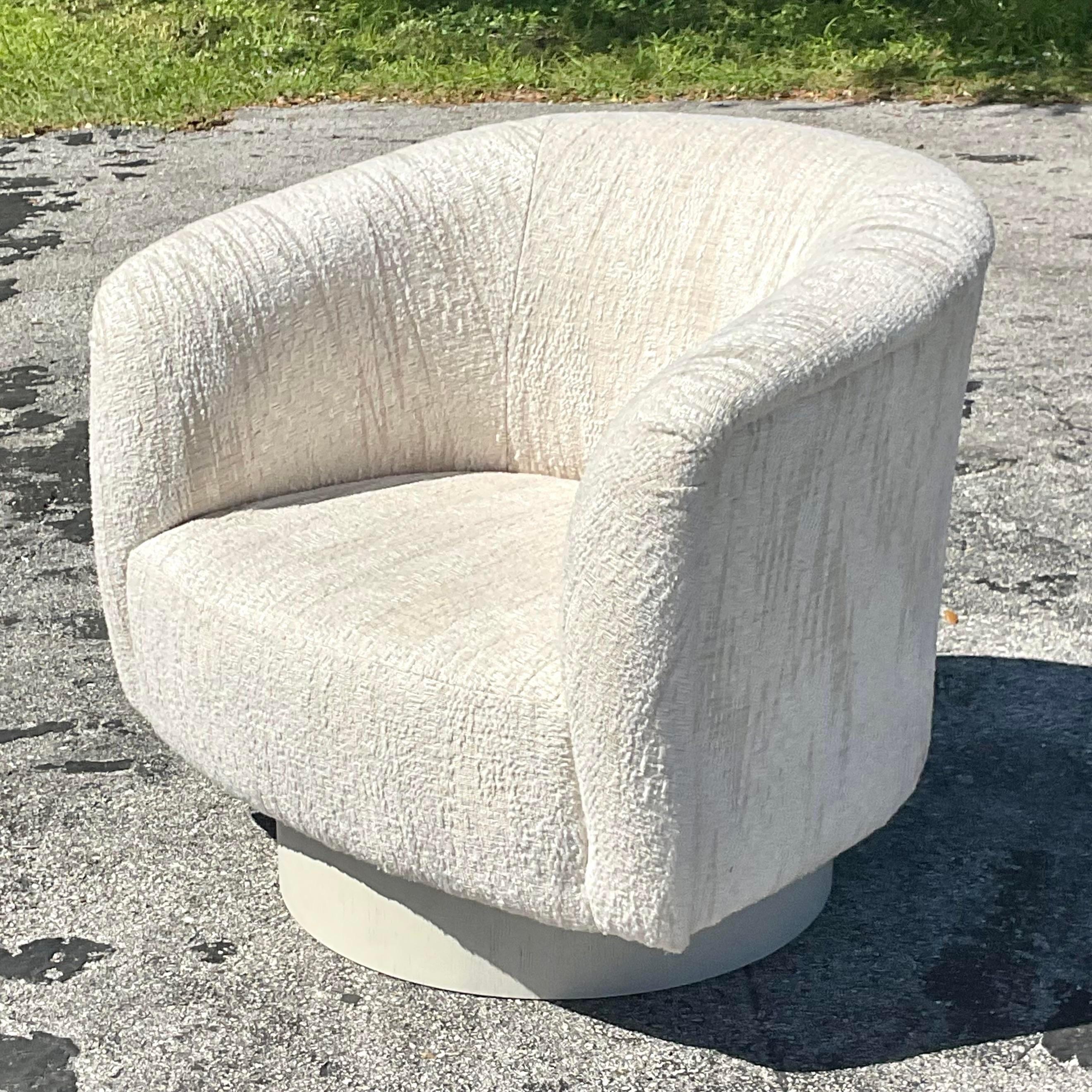 Modern Vintage Custom Barrel Swivel Chair